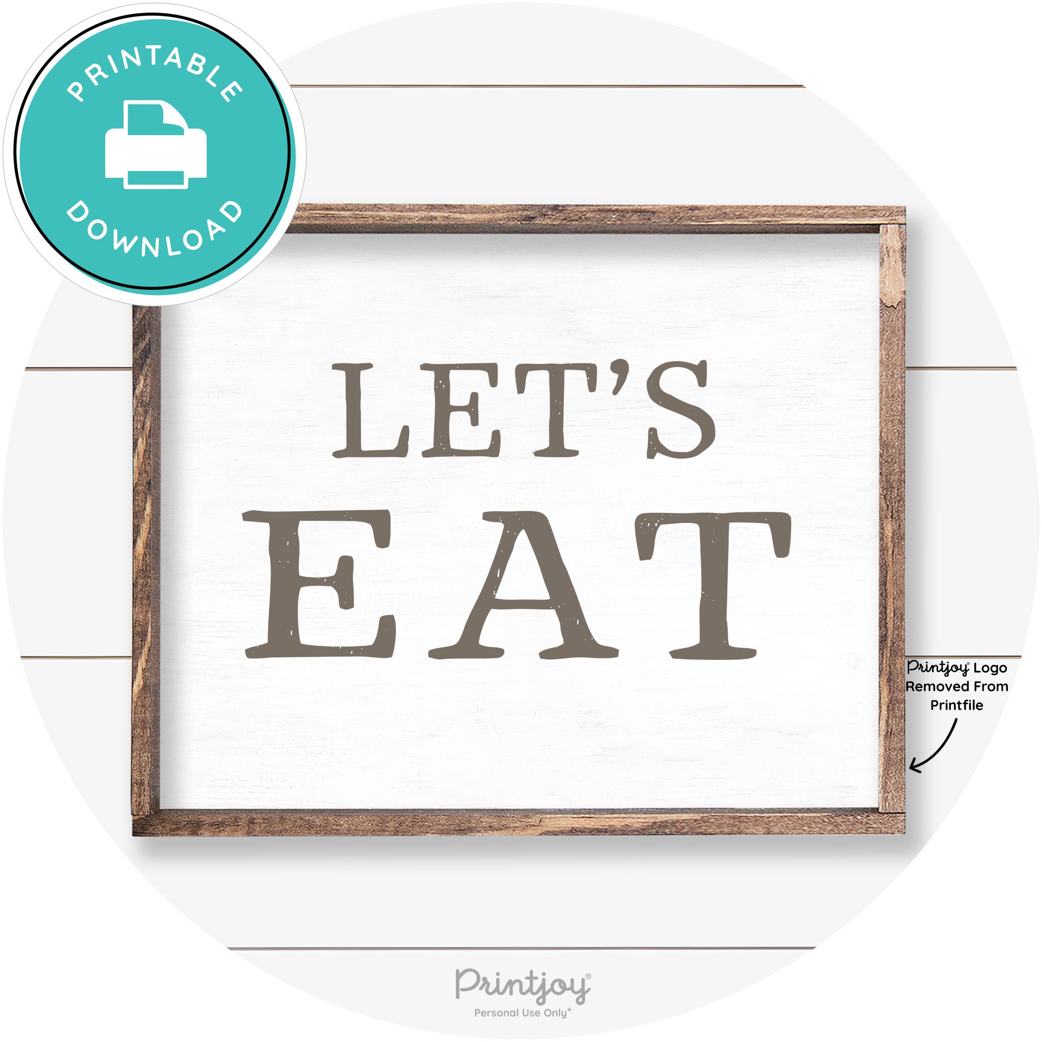 Let's Eat Kitchen Sign Rustic Farmhouse Wall Art Decor Free Printable