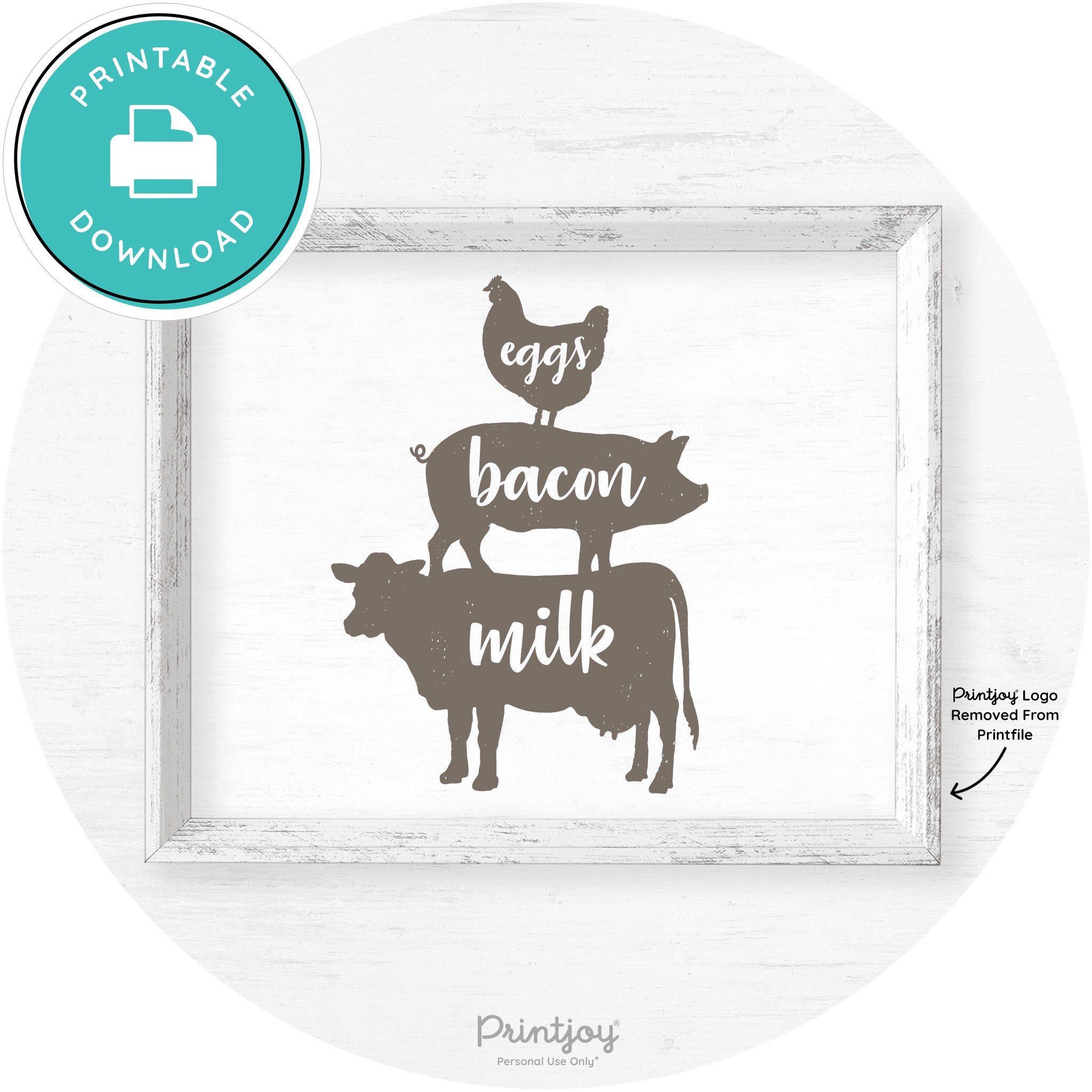 Stacked Farm Animals Eggs Bacon Milk Farmhouse Art Free Printable