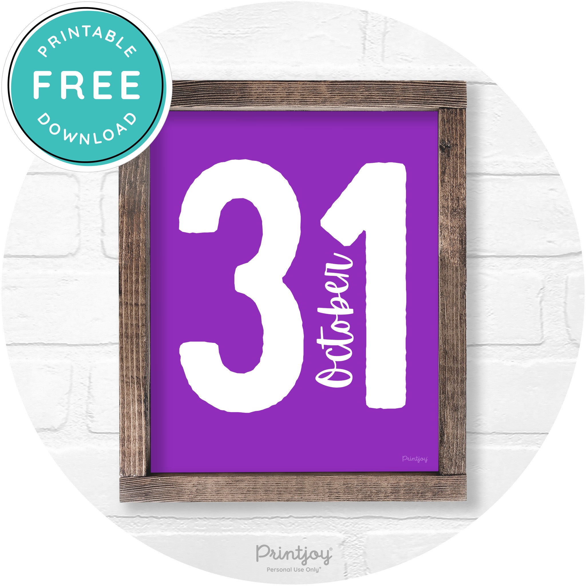 October 31 Halloween Rustic Farmhouse Wall Art Printable