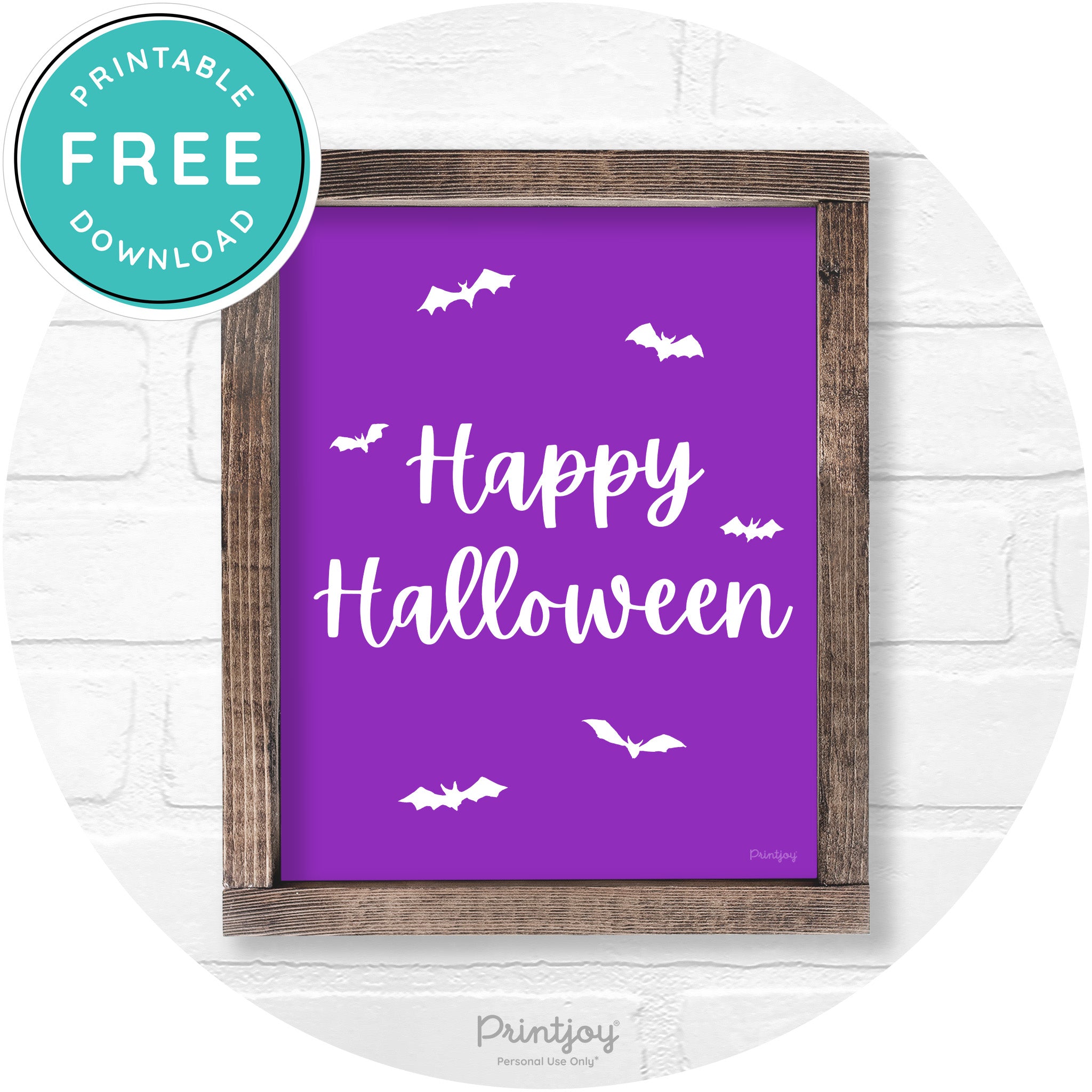 Happy Halloween Bats Rustic Farmhouse Wall Art Printable