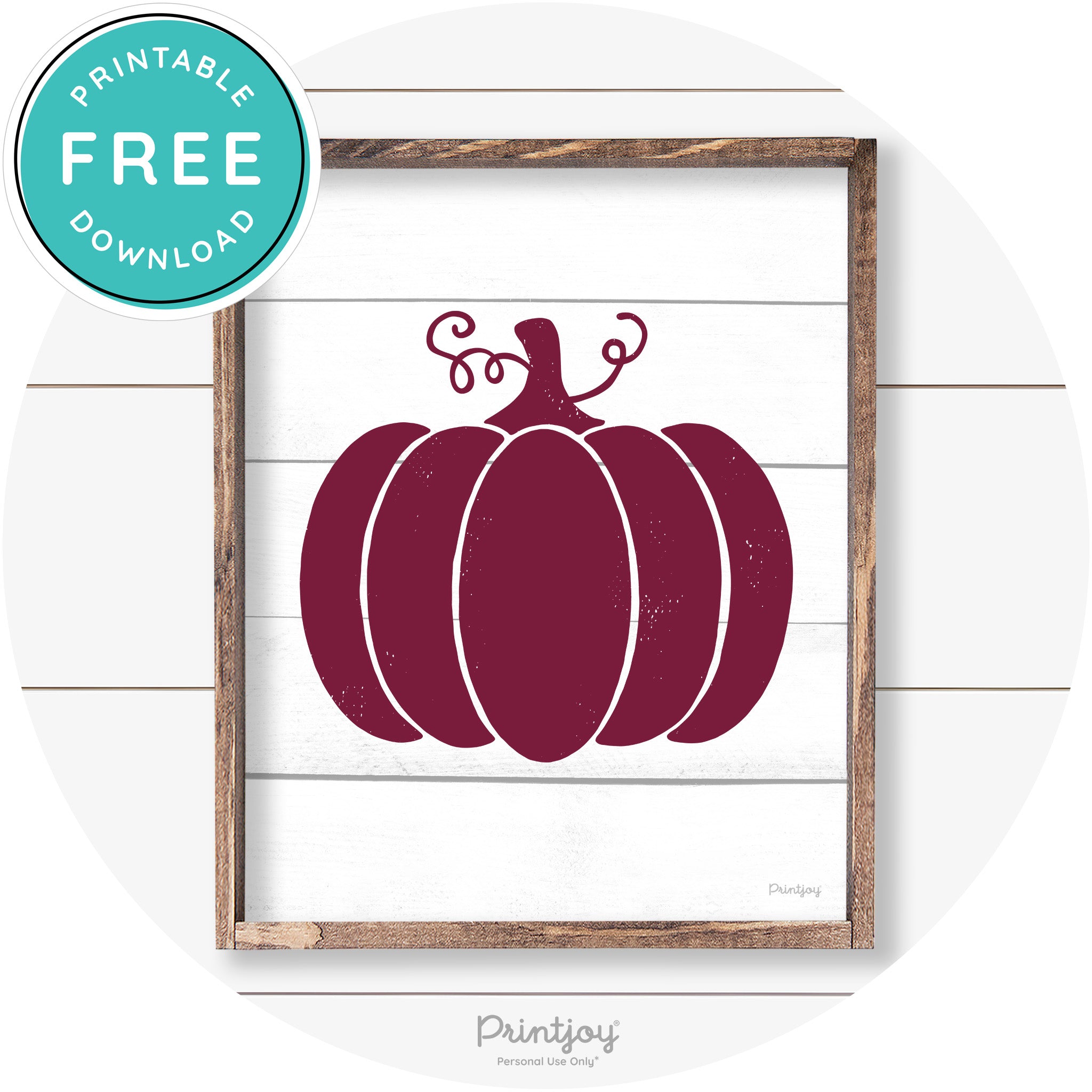 Pumpkin Thanksgiving Cute Farmhouse Wall Art Decor Free Printable - Printjoy