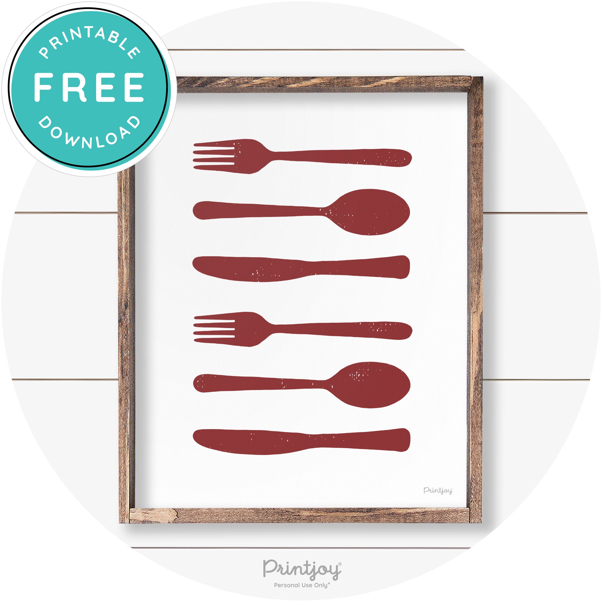 Fork Spoon Knife Pattern Farmhouse Kitchen Wall Art Free Printable