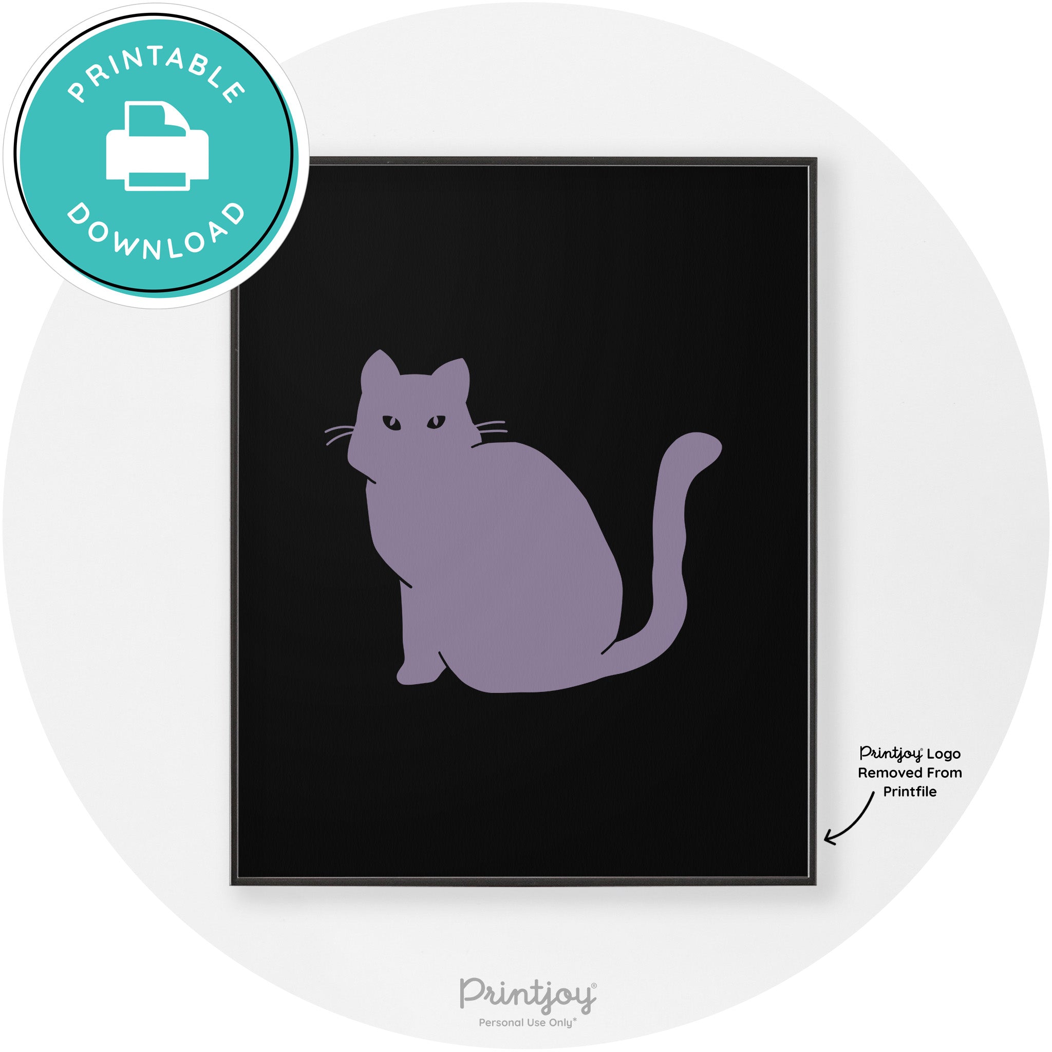 Halloween Spooky Cat Modern Chic Wall Art Decor Printable - Printjoy