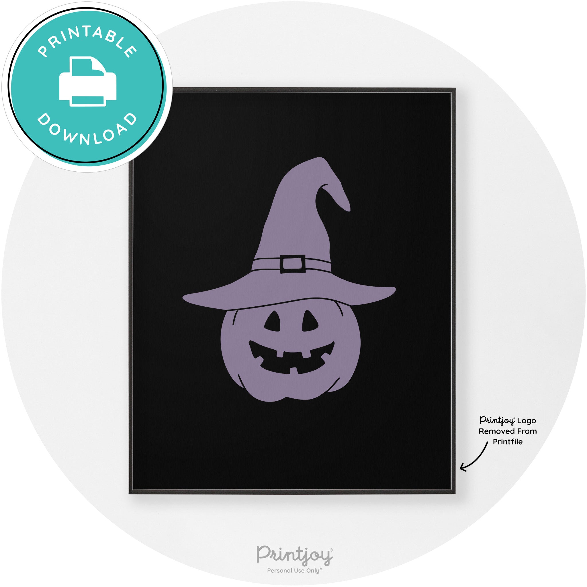 Halloween Cute Witch Jack O Lantern Chic Wall Art Printable