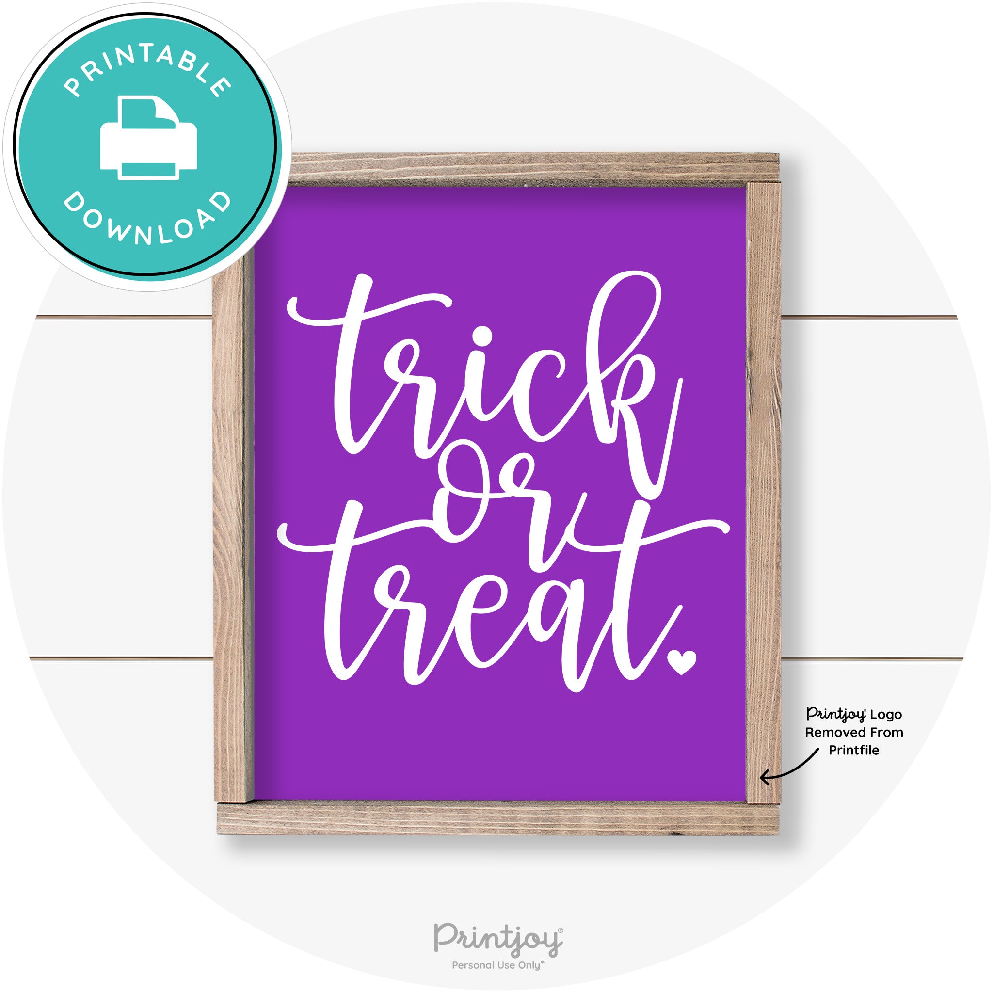 Halloween Cute Trick Or Treat Heart Farmhouse Wall Art Free Printable