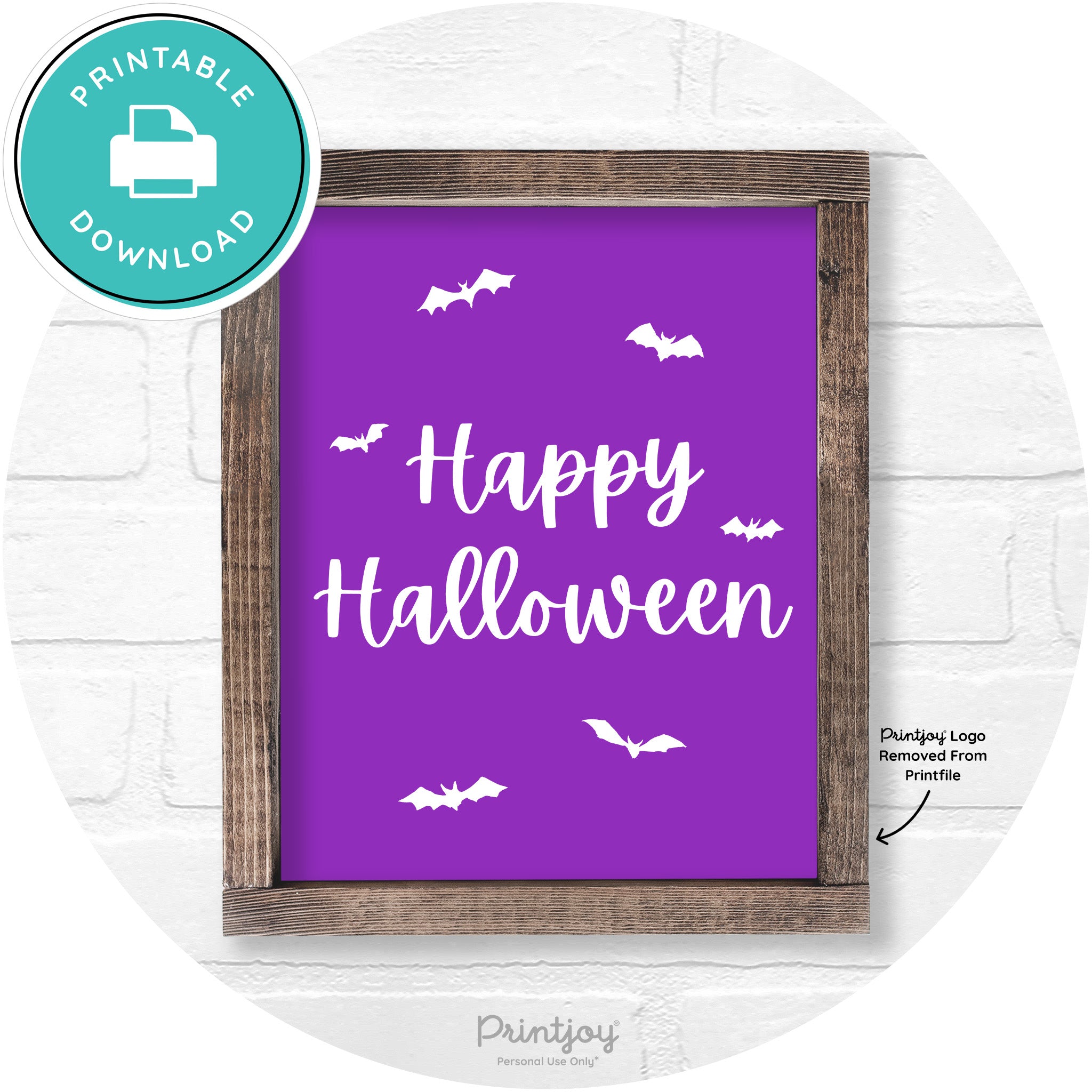Happy Halloween Bats Rustic Farmhouse Wall Art Printable