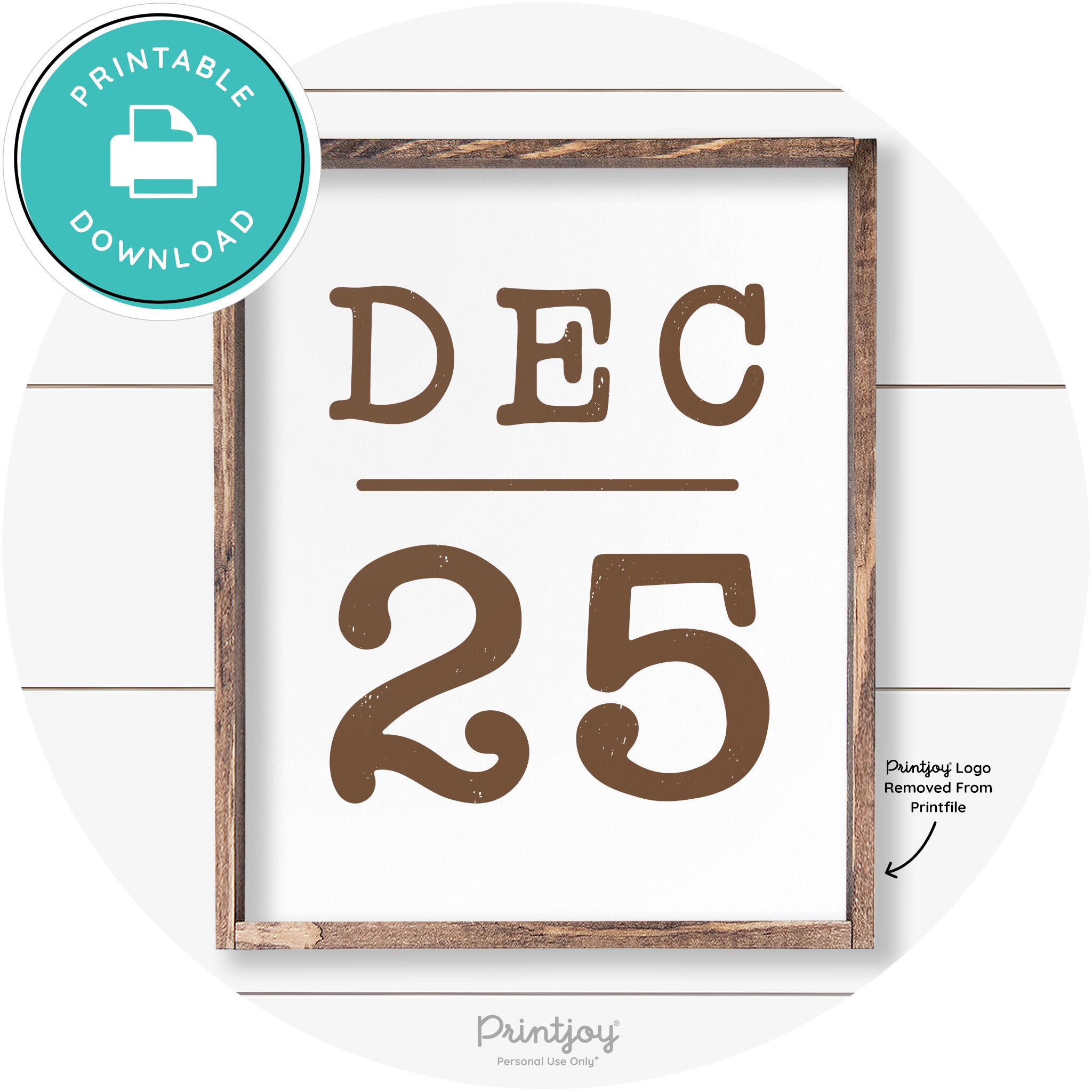 Dec 25 Christmas Rustic Farmhouse Wall Art Decor Free Printable