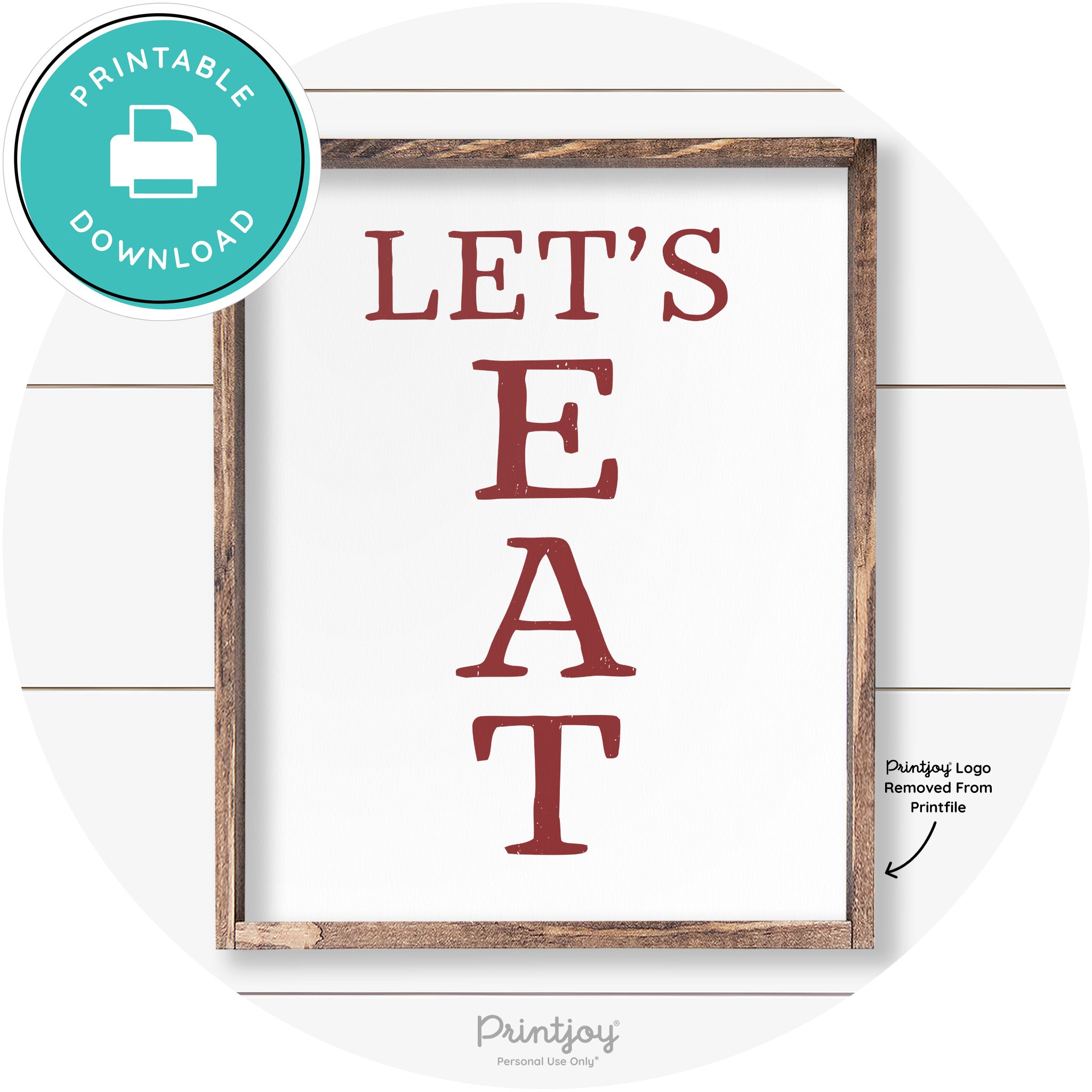 Let's Eat Kitchen Sign Rustic Farmhouse Wall Art Decor Free Printable