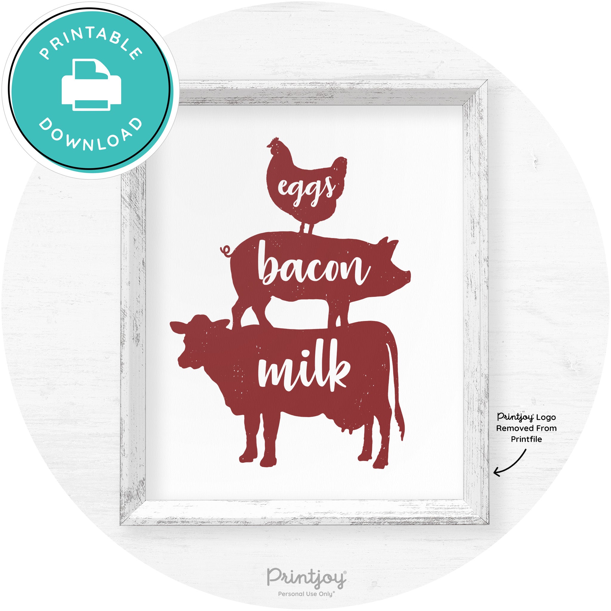 Stacked Farm Animals Eggs Bacon Milk Farmhouse Art Free Printable