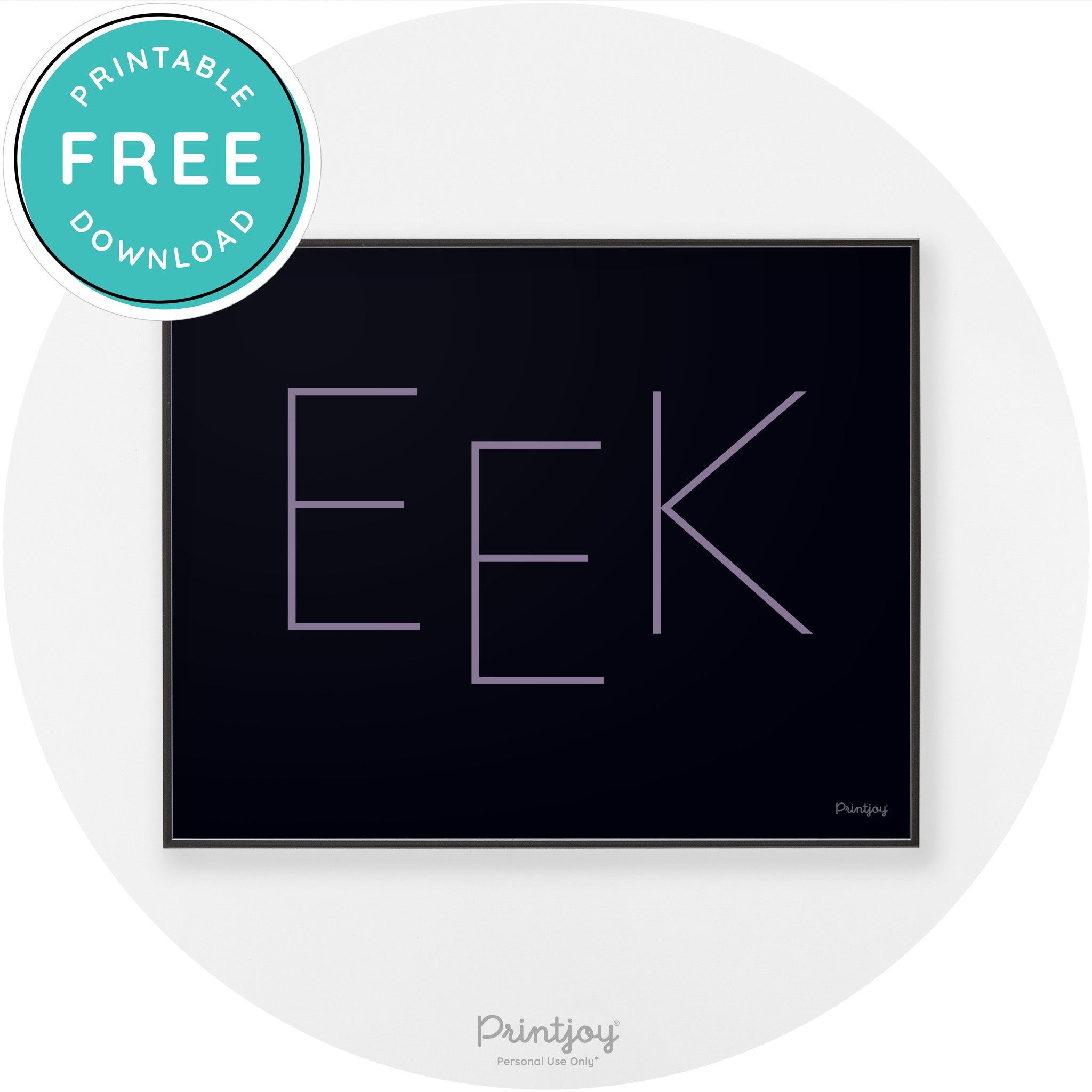 Eek Halloween Modern Chic Lettering Wall Art Decor Free Printable