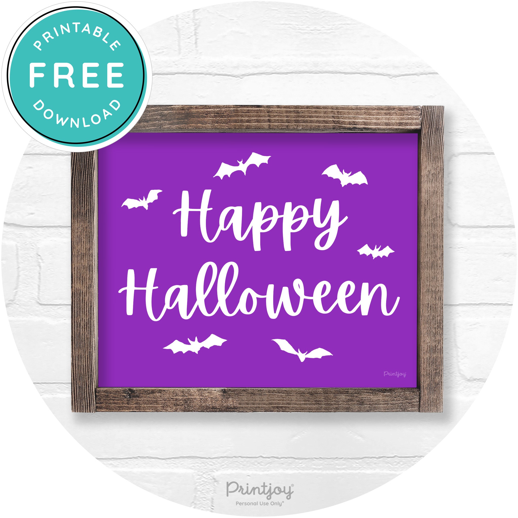 Happy Halloween Bats Rustic Farmhouse Wall Art Printable