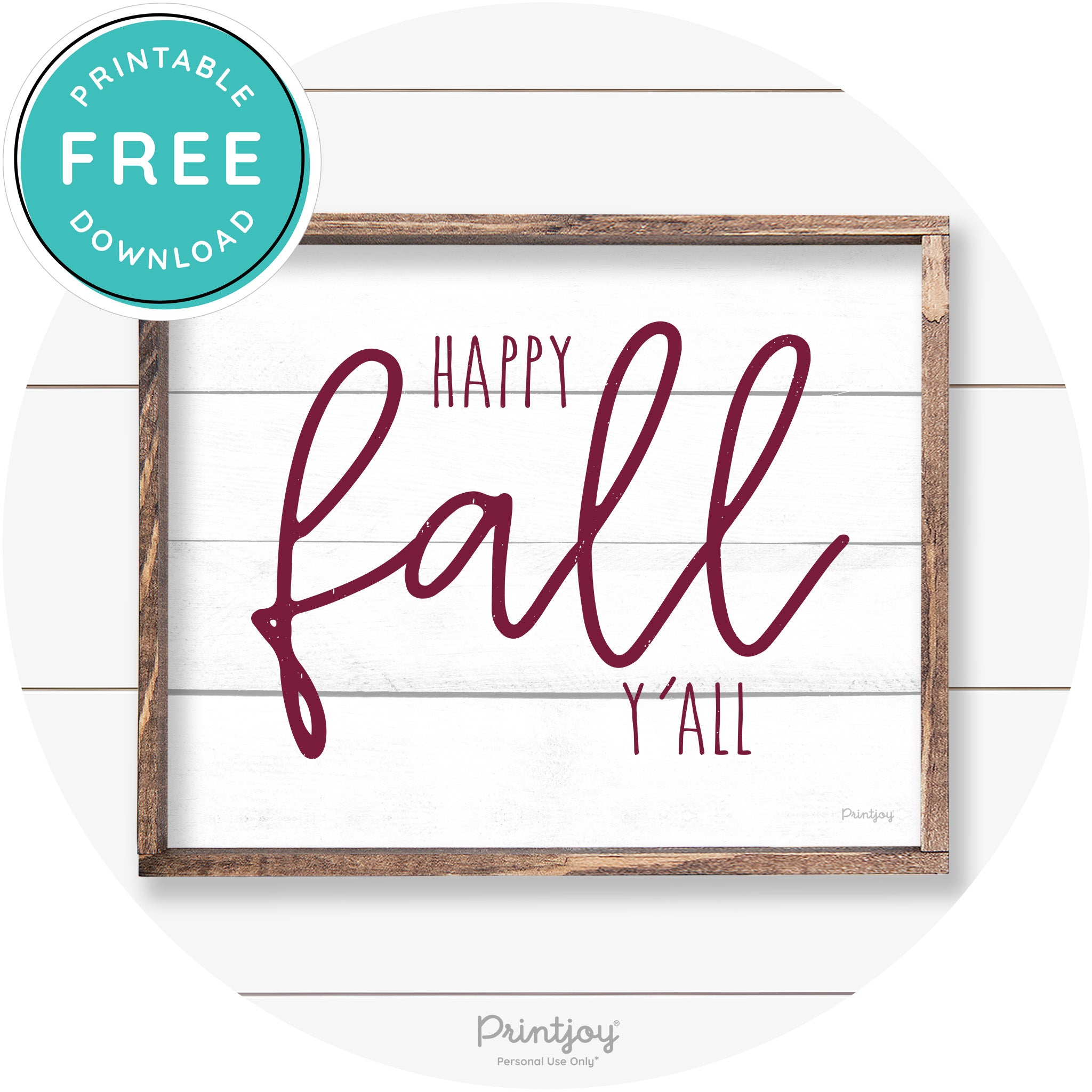 Happy Fall Y'all Cute Farmhouse Autumn Wall Art Decor Free Printable - Printjoy