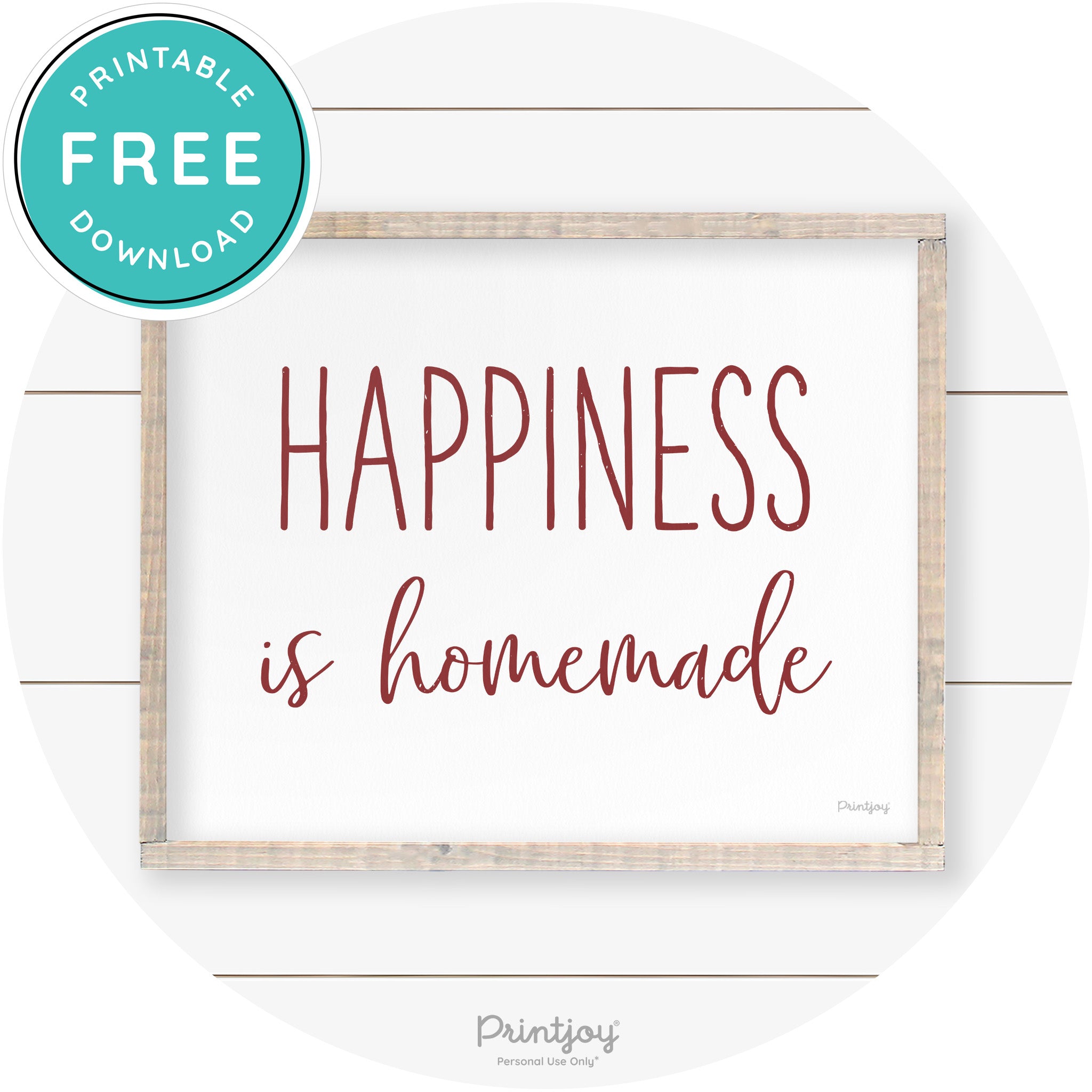 Happiness Is Homemade Kitchen Farmhouse Wall Art Free Printable