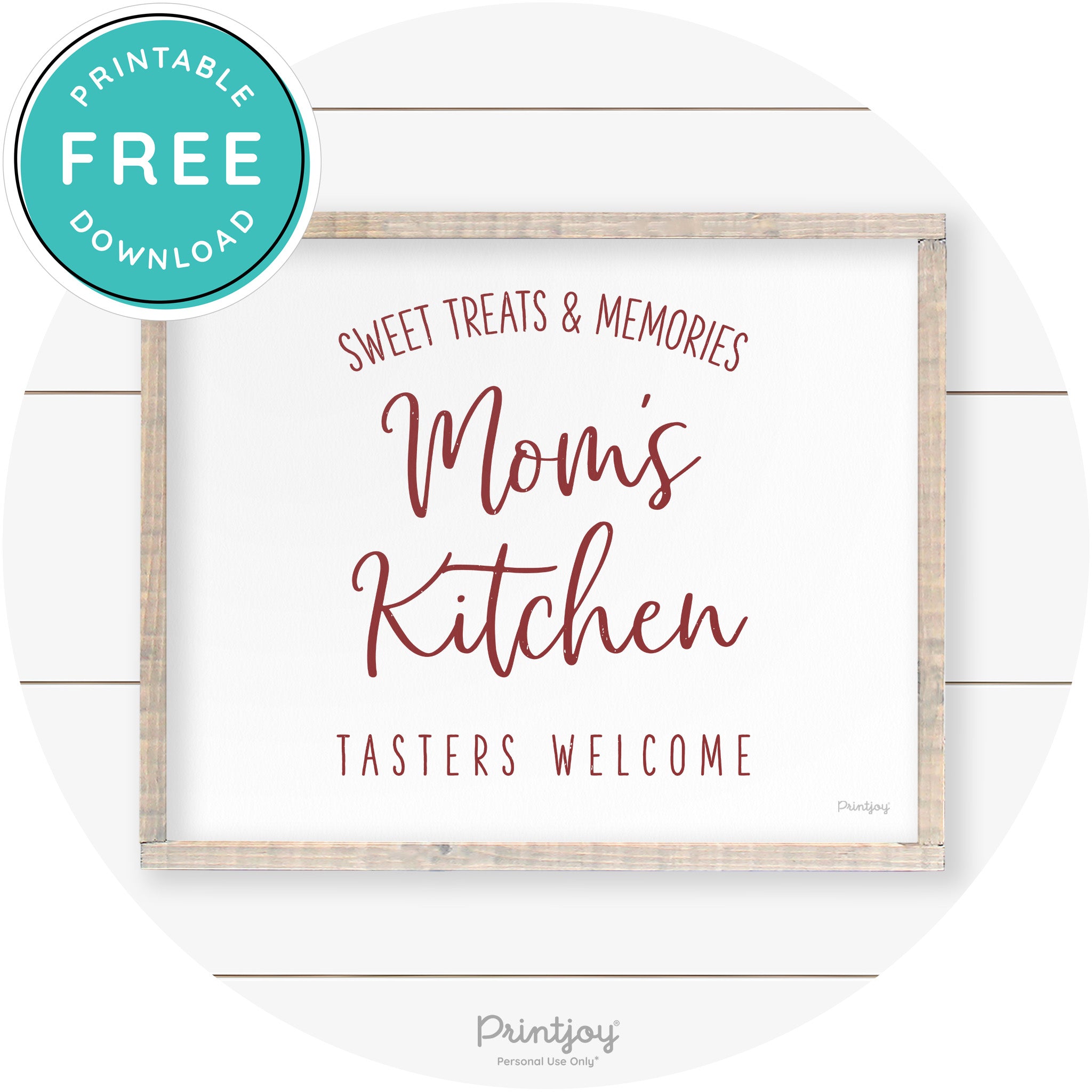 Mom's Kitchen Tasters Welcome Farmhouse Wall Art Free Printable