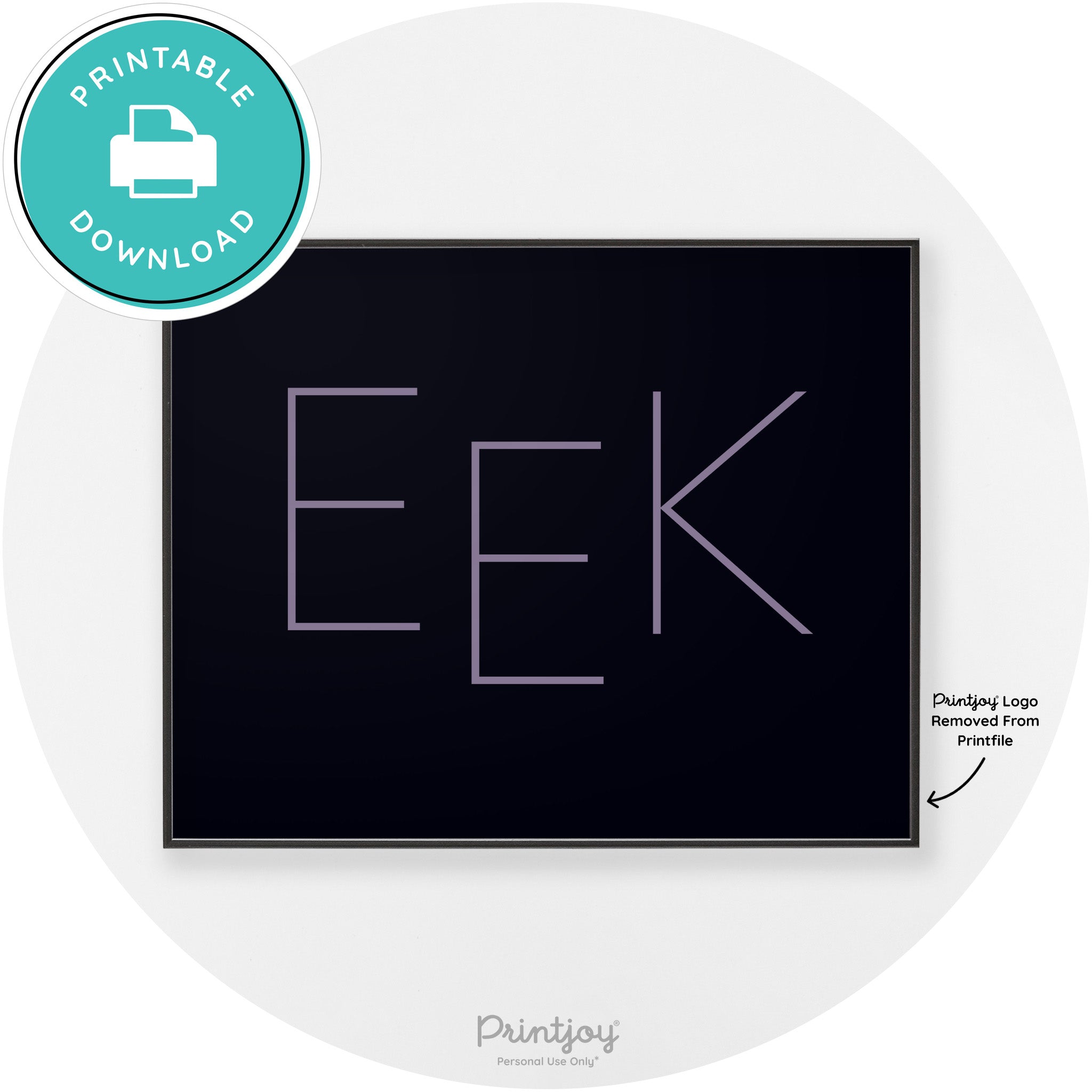 Eek Halloween Modern Chic Lettering Wall Art Decor Free Printable