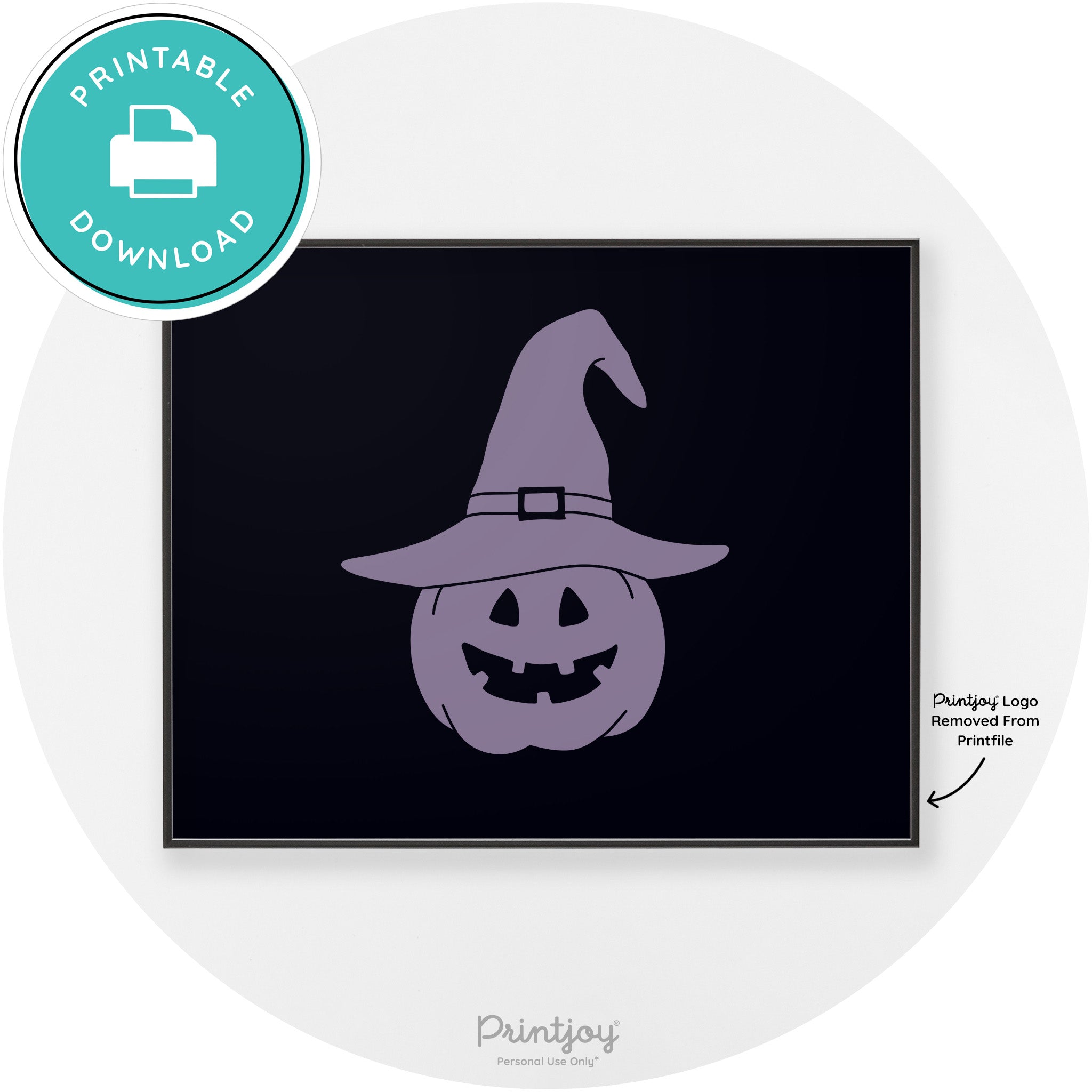 Halloween Cute Witch Jack O Lantern Chic Wall Art Printable