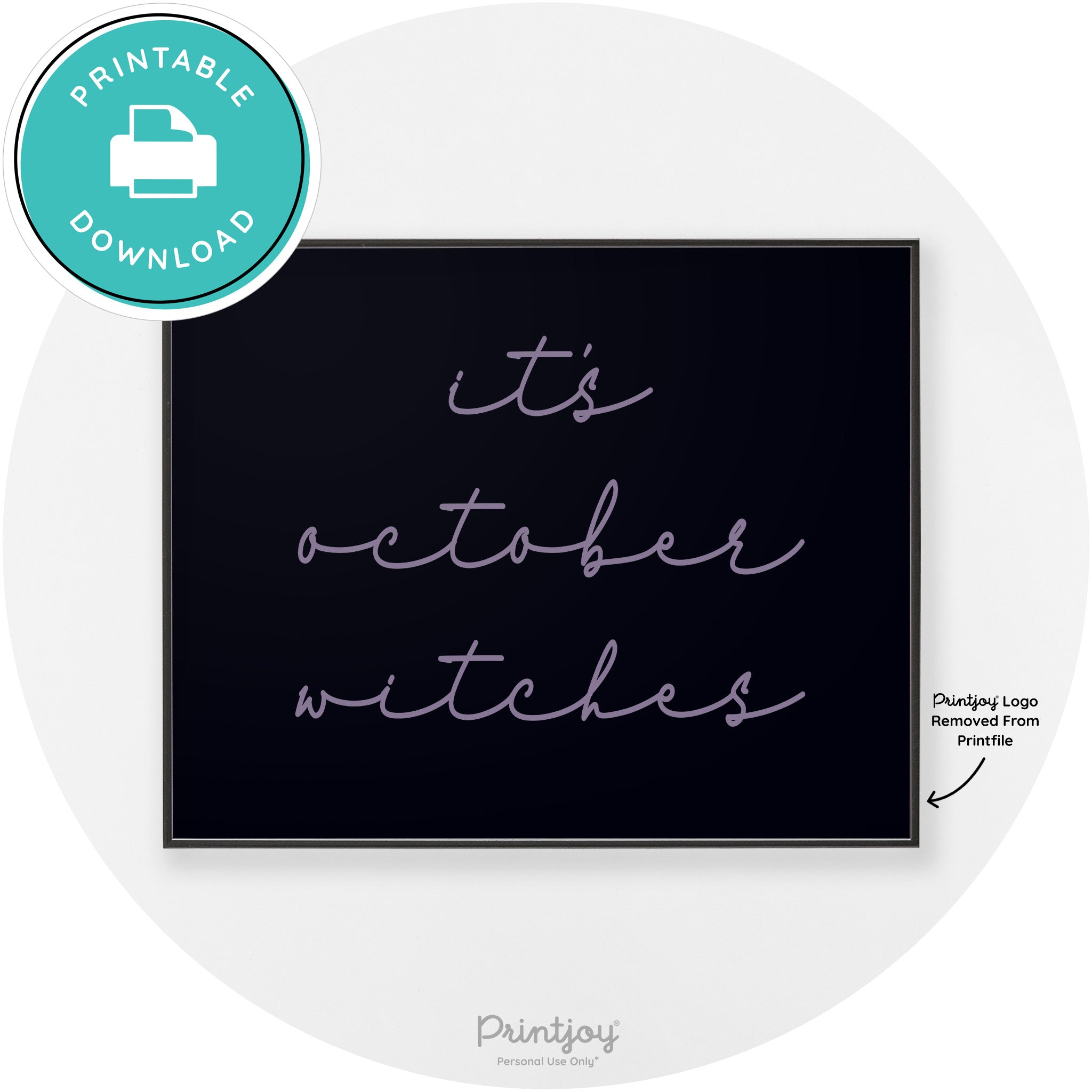 It's October Witches Halloween Modern Chic Wall Art Free Printable