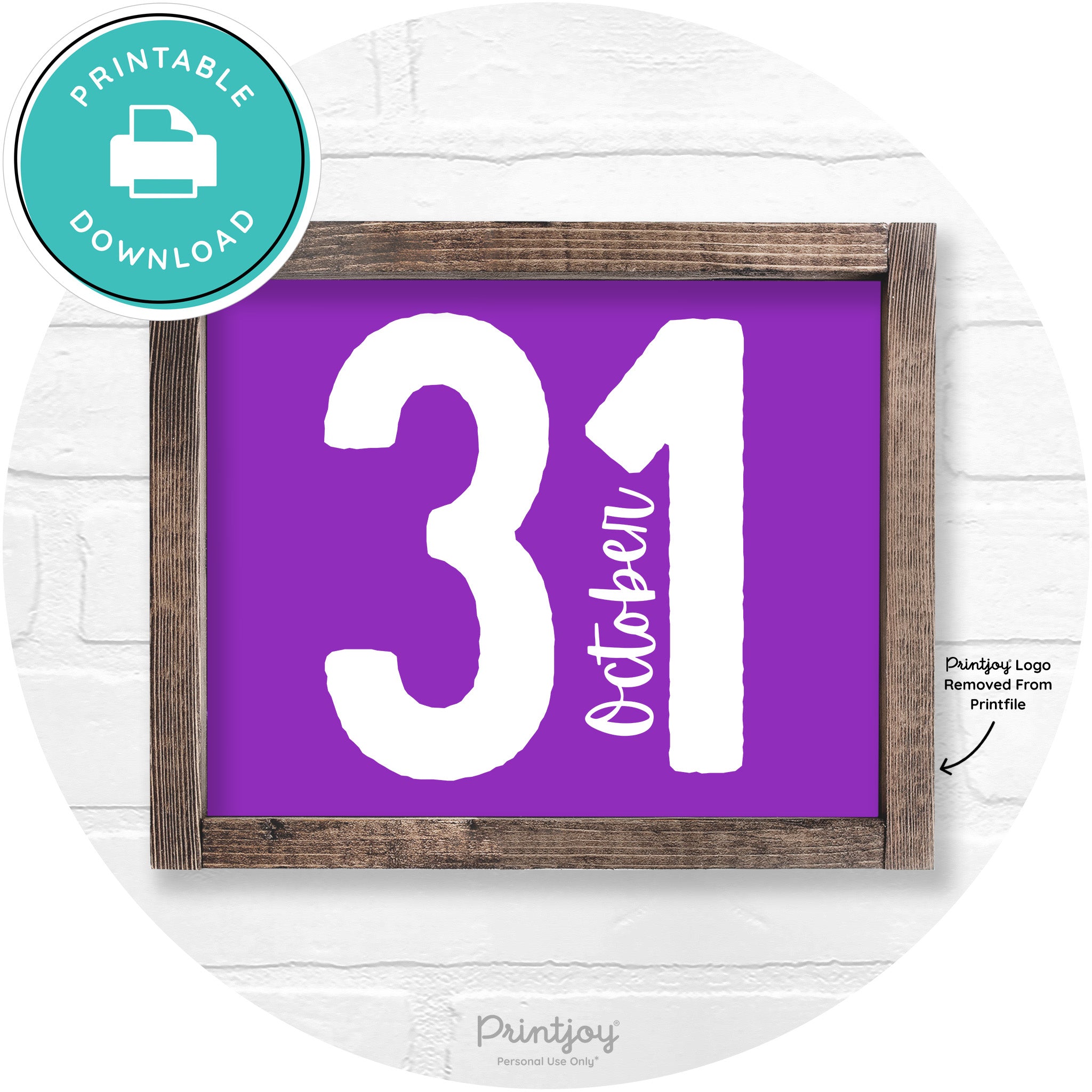 October 31 Halloween Rustic Farmhouse Wall Art Printable