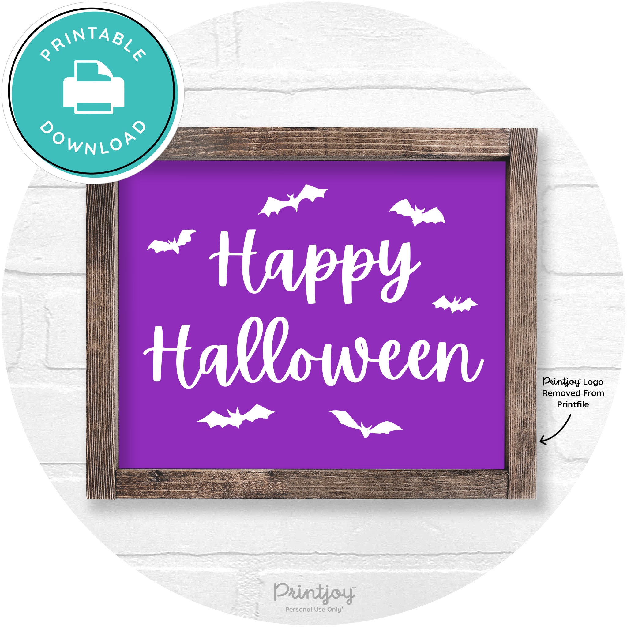 Happy Halloween Bats Rustic Farmhouse Wall Art Printable