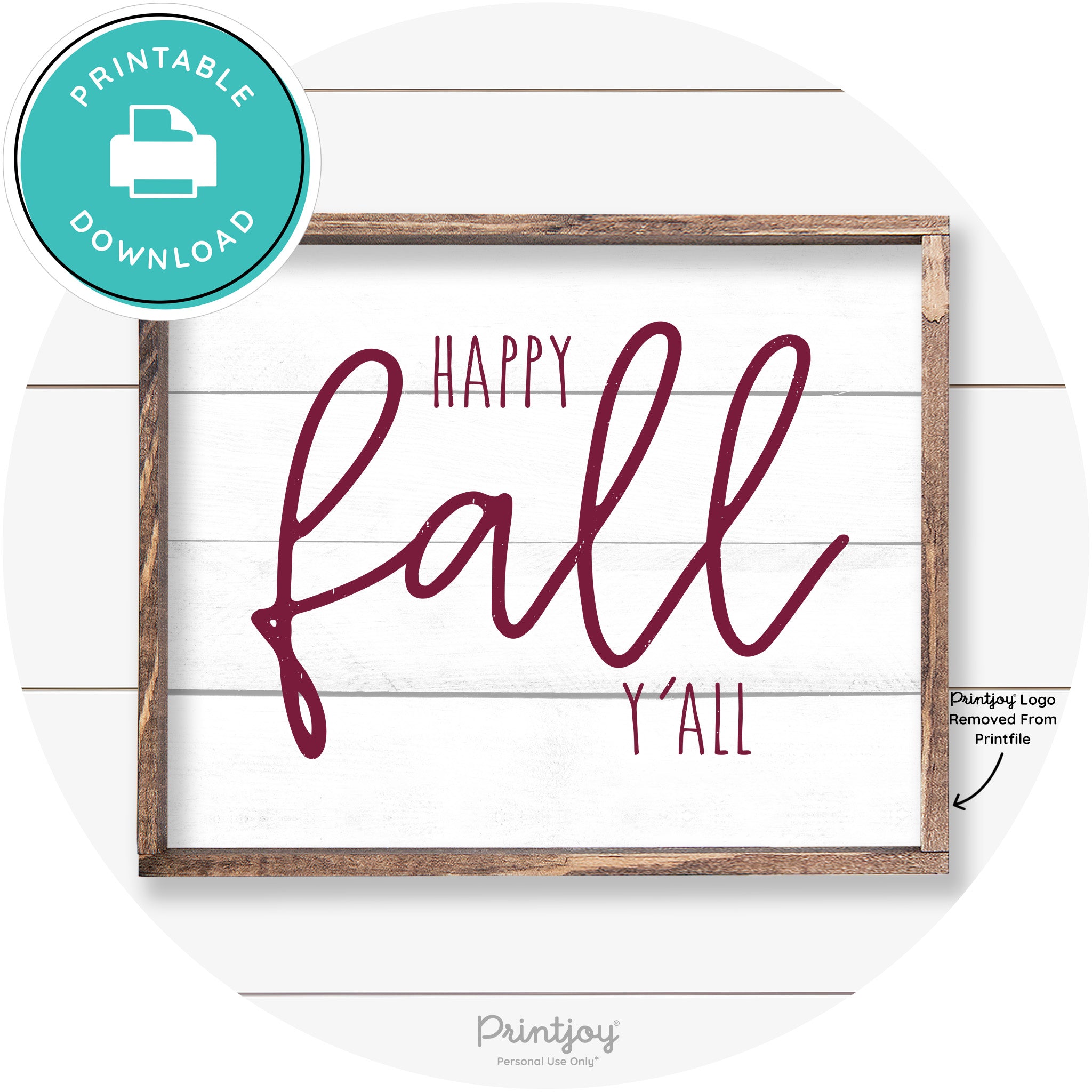 Happy Fall Y'all Cute Farmhouse Autumn Wall Art Decor Free Printable - Printjoy