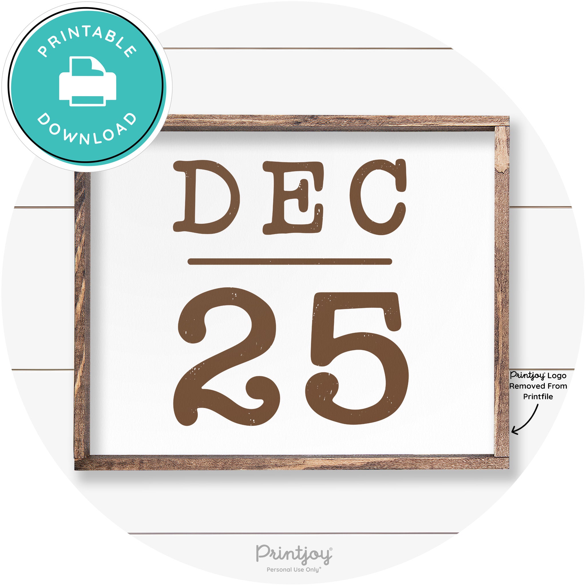 Dec 25 Christmas Rustic Farmhouse Wall Art Decor Free Printable