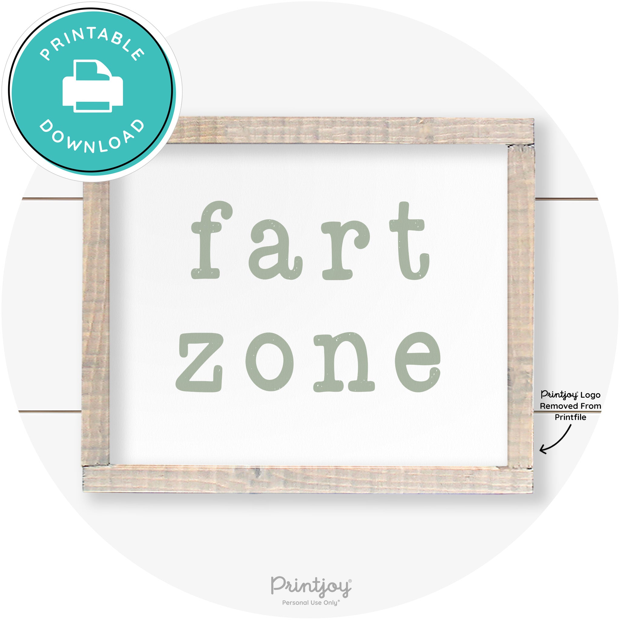 Fart Zone Funny Farmhouse Bathroom Wall Art Decor Free Printable