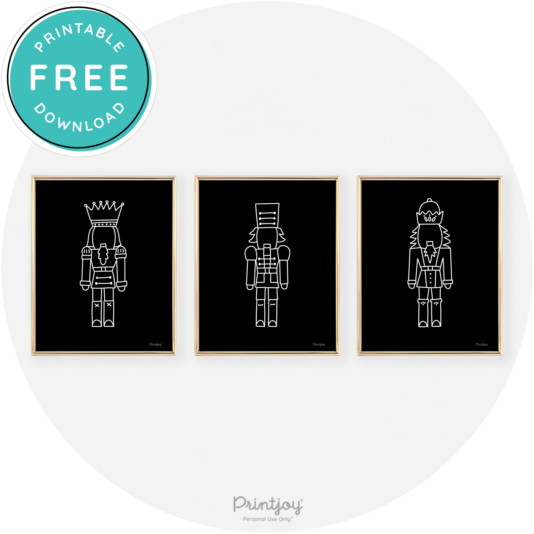 Nutcracker Line Art Set Of 3 Cute Christmas Chic Wall Art Free Printable