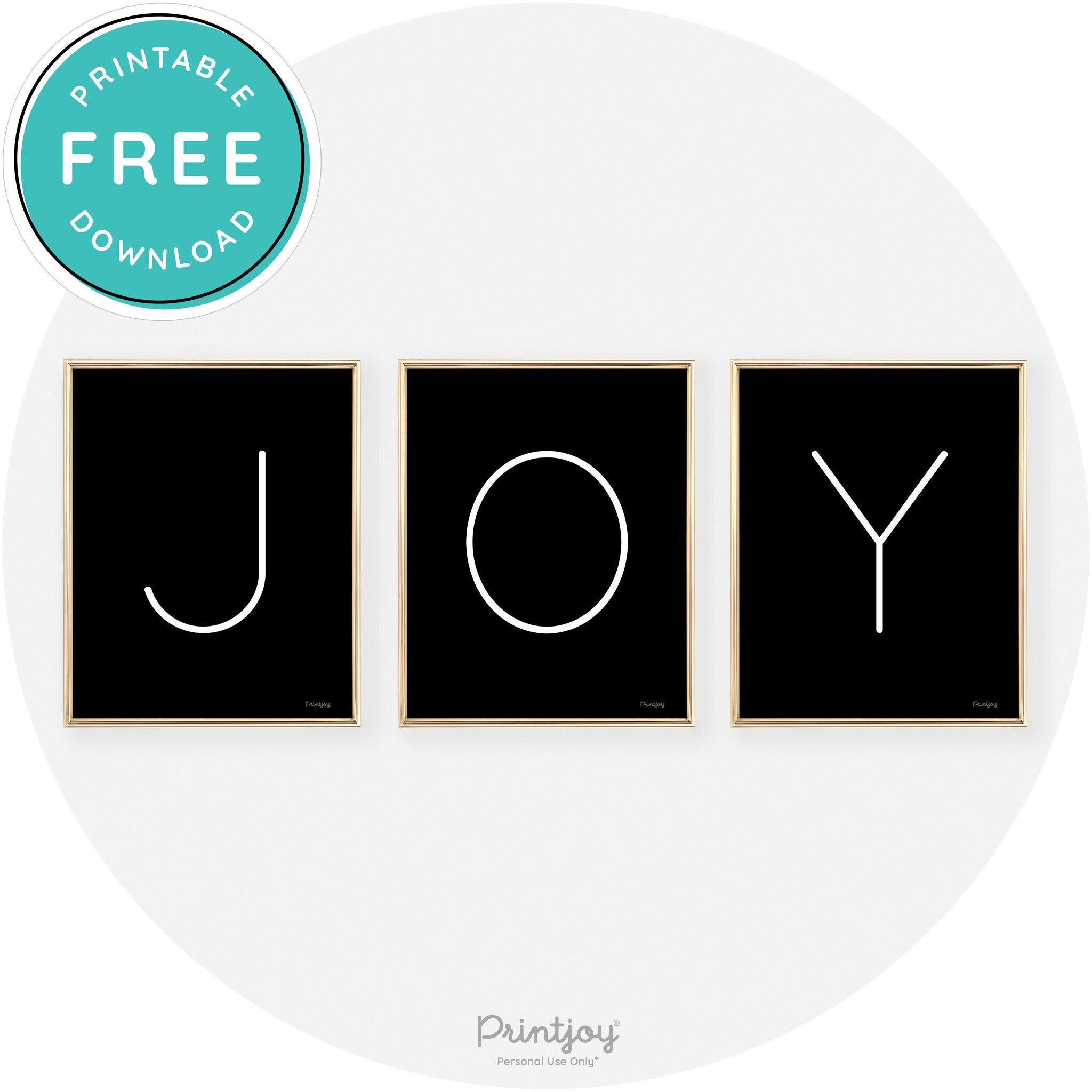 Joy Simple Letters Set Of 3 Christmas Modern Chic Wall Art Free Printable