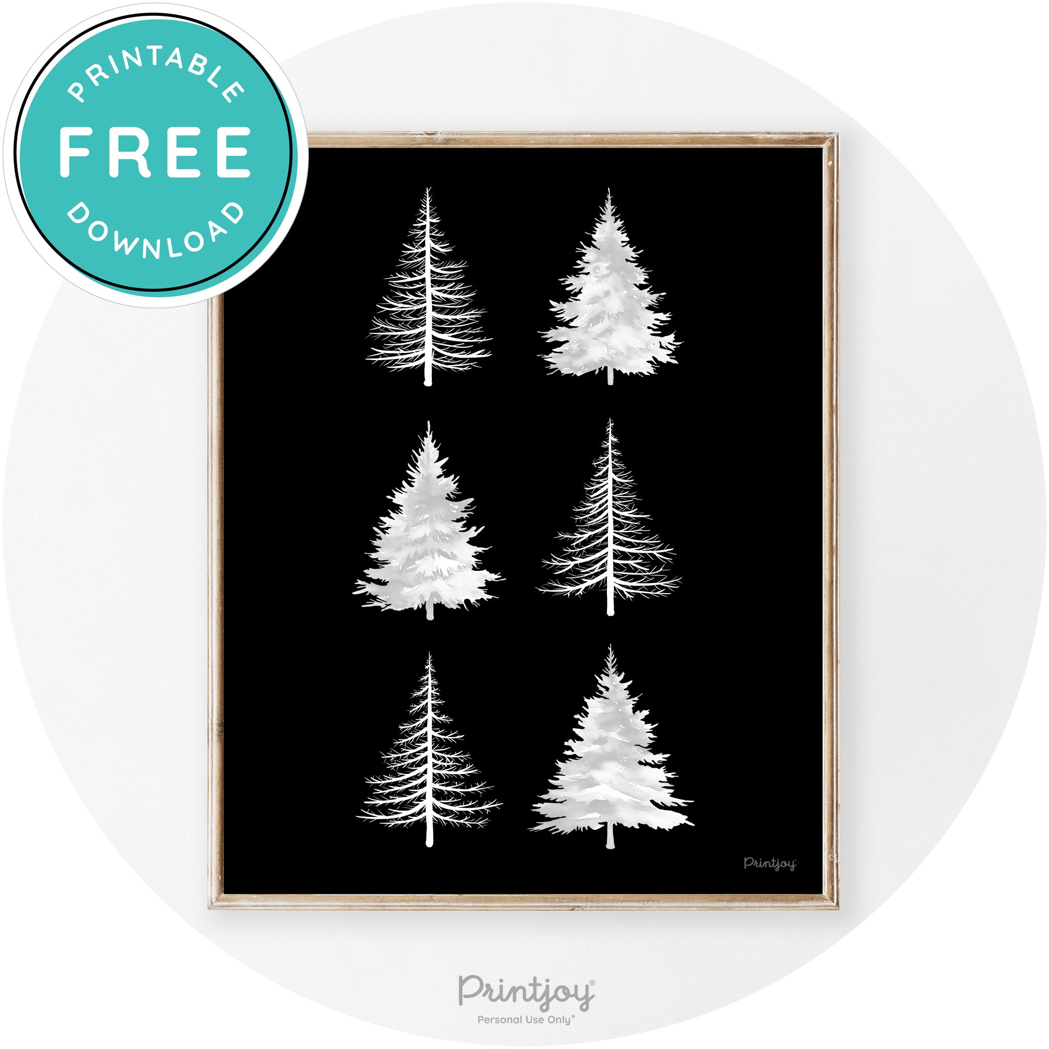 Christmas Trees Silhouette Modern Transitional Wall Art Free Printable - Printjoy