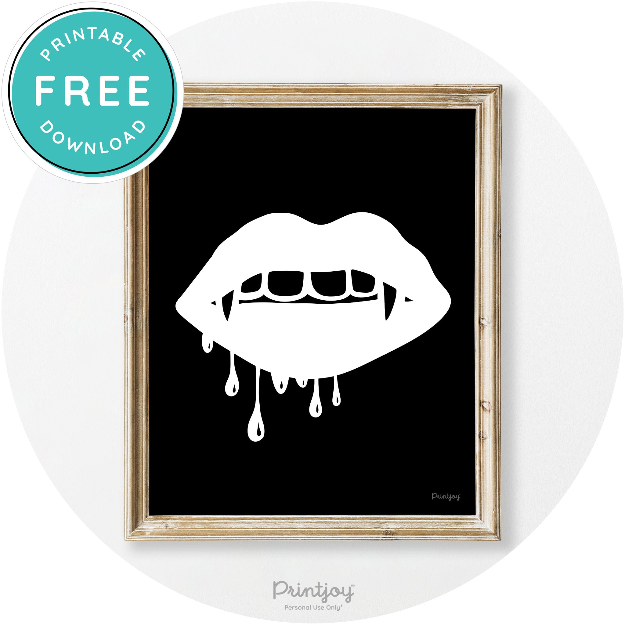 Dracula Fangs Teeth Modern Vintage Halloween Wall Art Free Printable