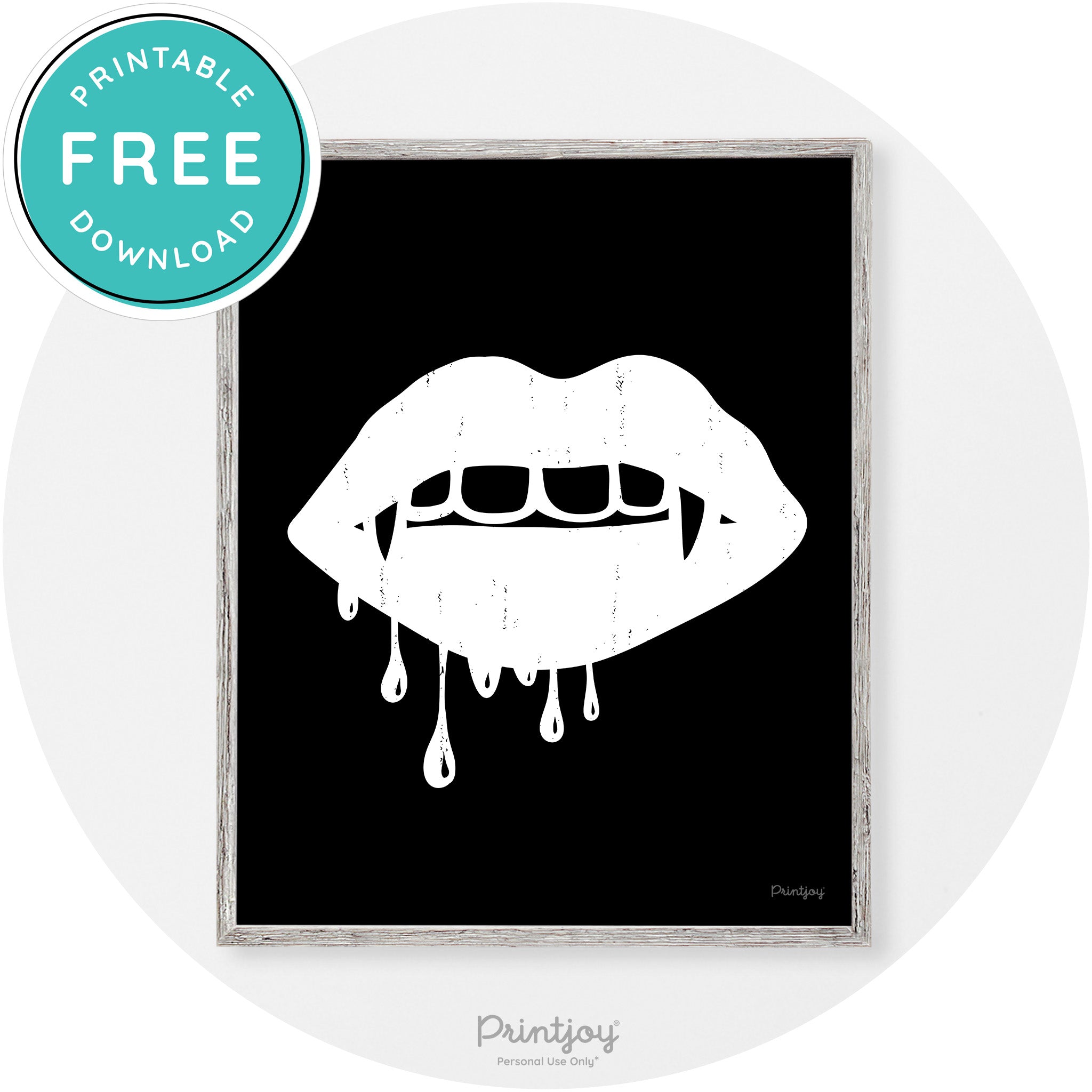 Dracula Fangs Teeth Modern Vintage Halloween Wall Art Free Printable - Printjoy