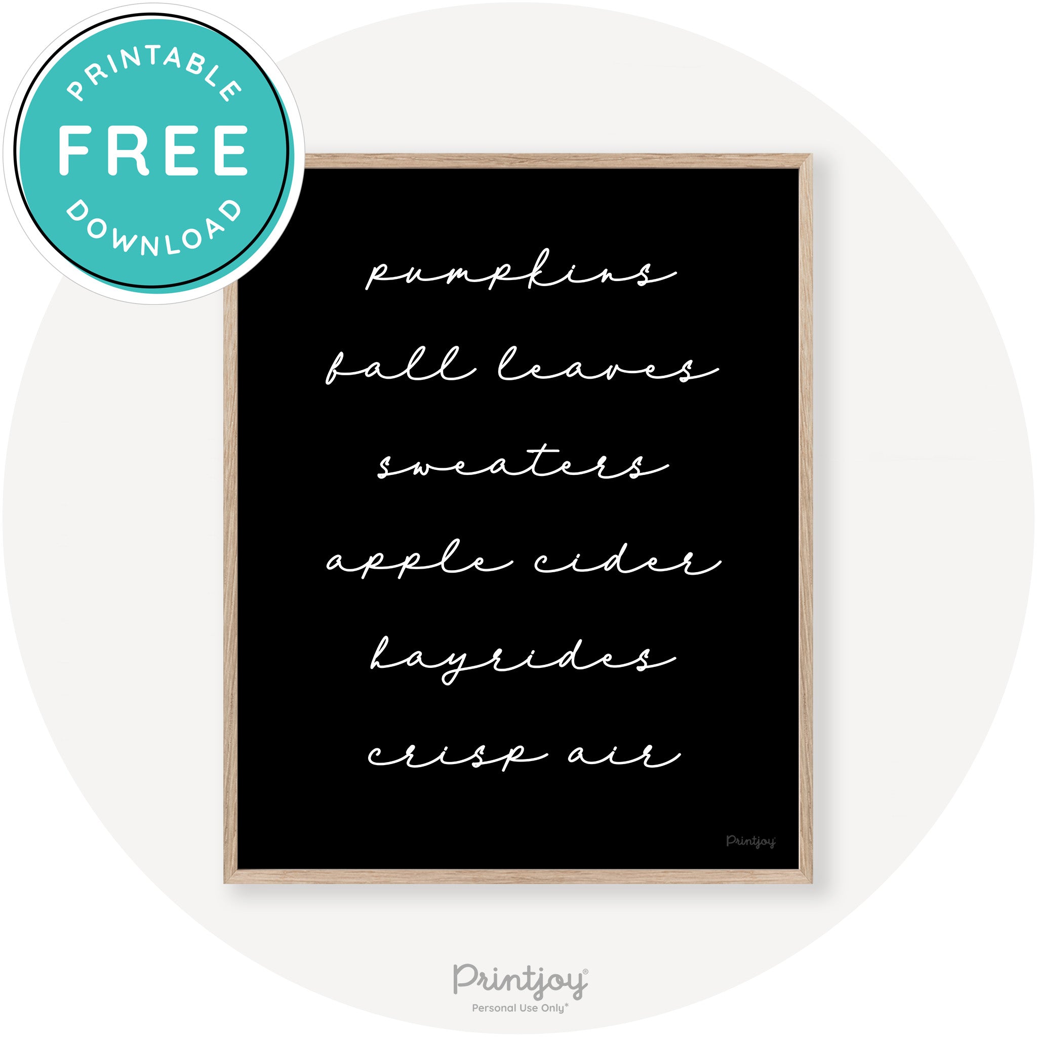 Fall Favorite Things Cute Modern Chic Decor Wall Art Printable