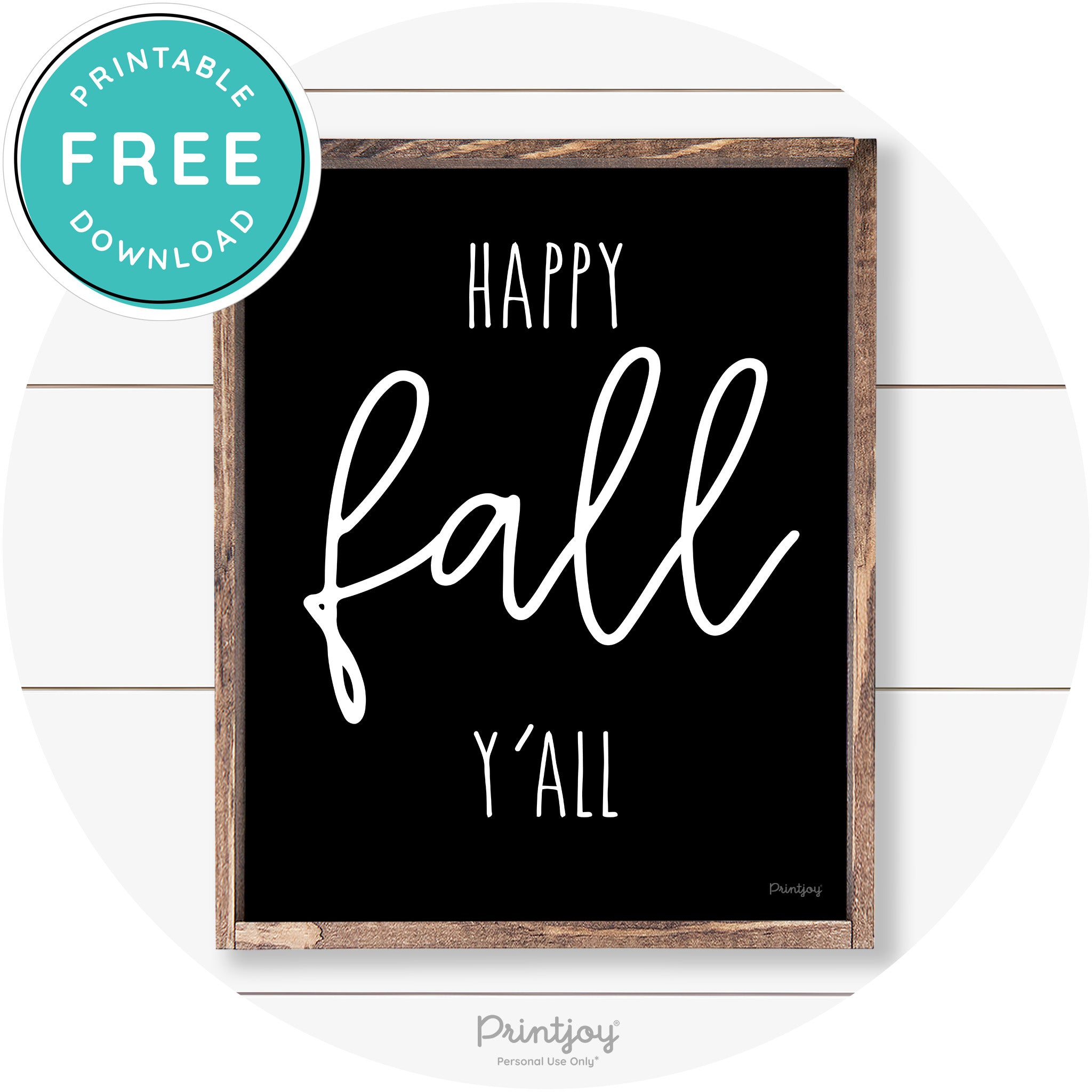 Happy Fall Y'all Cute Farmhouse Autumn Wall Art Decor Free Printable