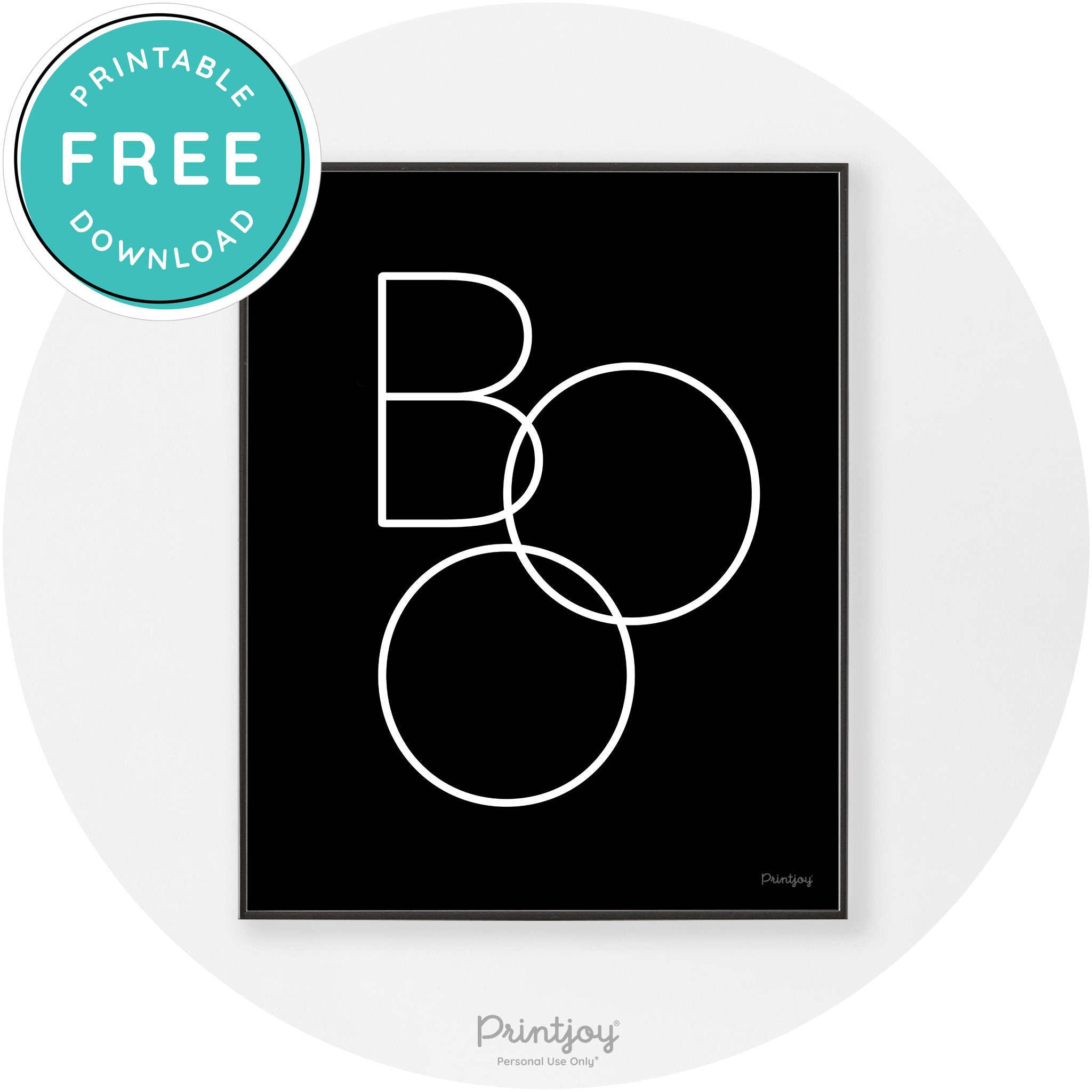 Halloween Cute Boo Modern Chic Wall Art Decor Free Printable - Printjoy