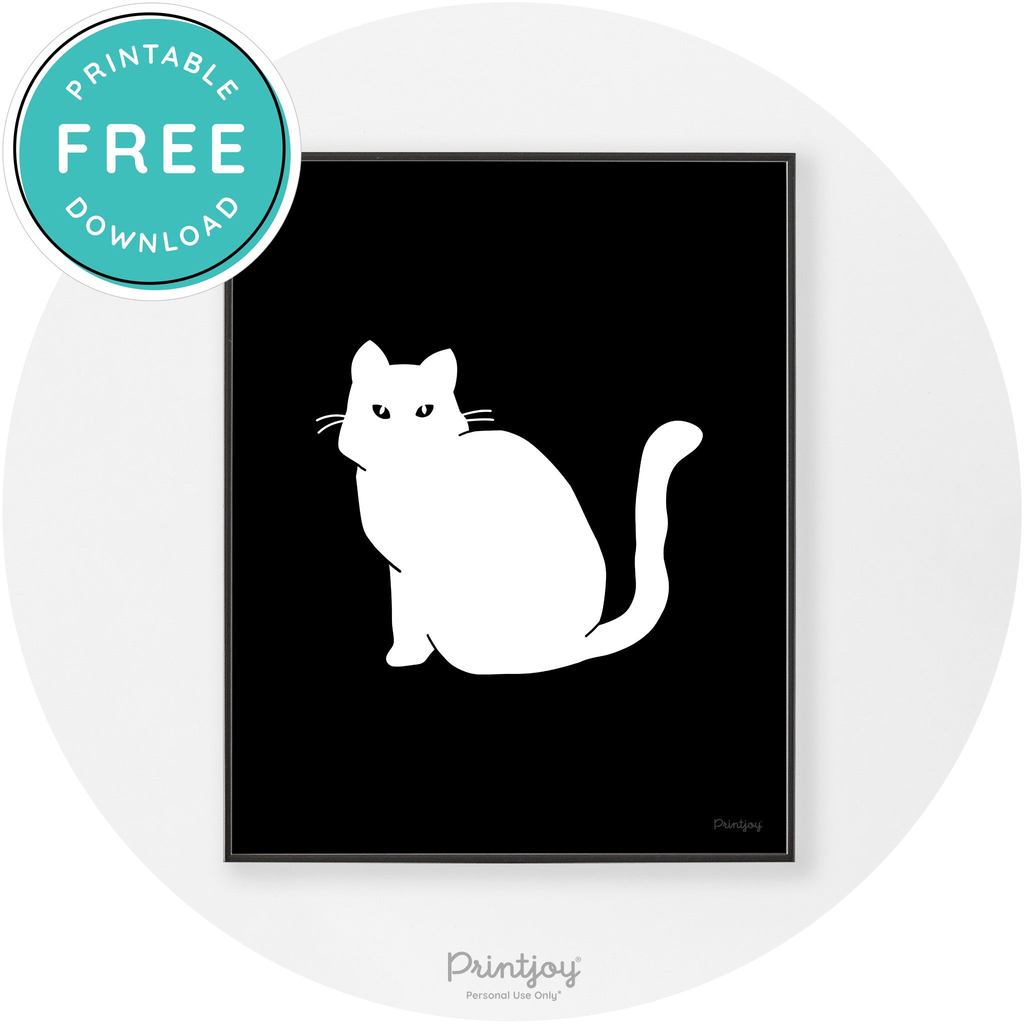 Halloween Spooky Cat Modern Chic Wall Art Decor Printable - Printjoy