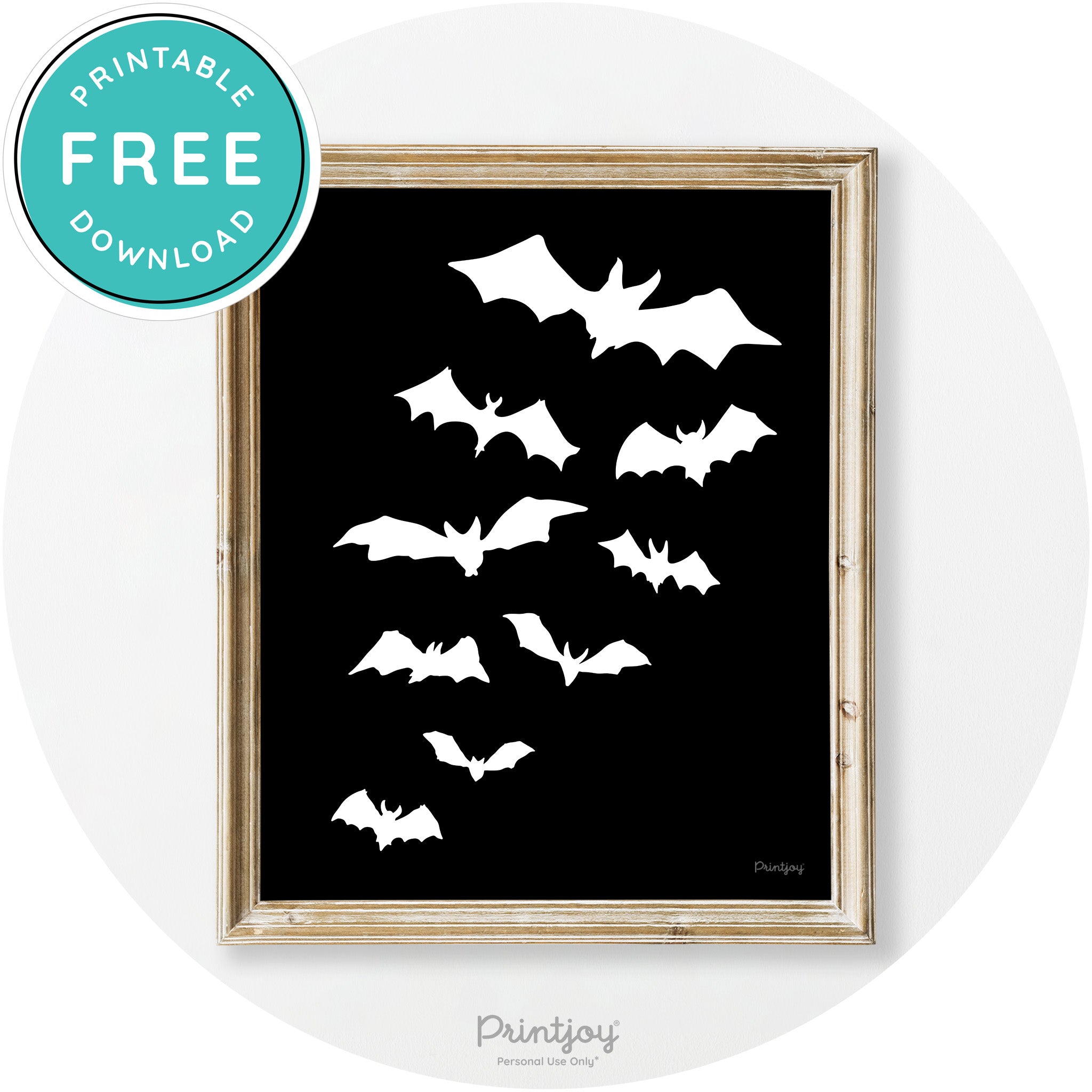 Halloween Bats Silhouette Modern Vintage Wall Art Free Printable