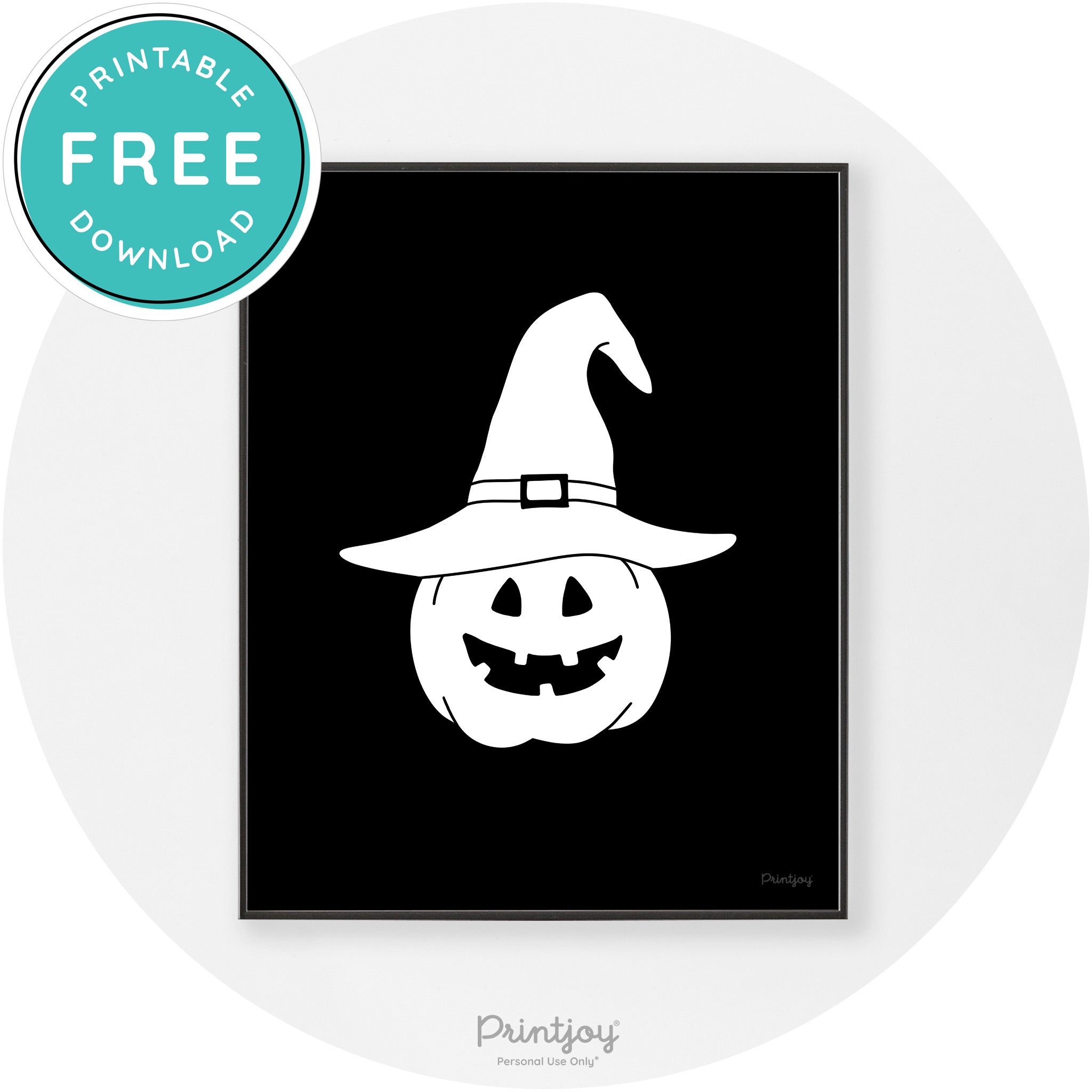Halloween Cute Witch Jack O Lantern Chic Wall Art Printable