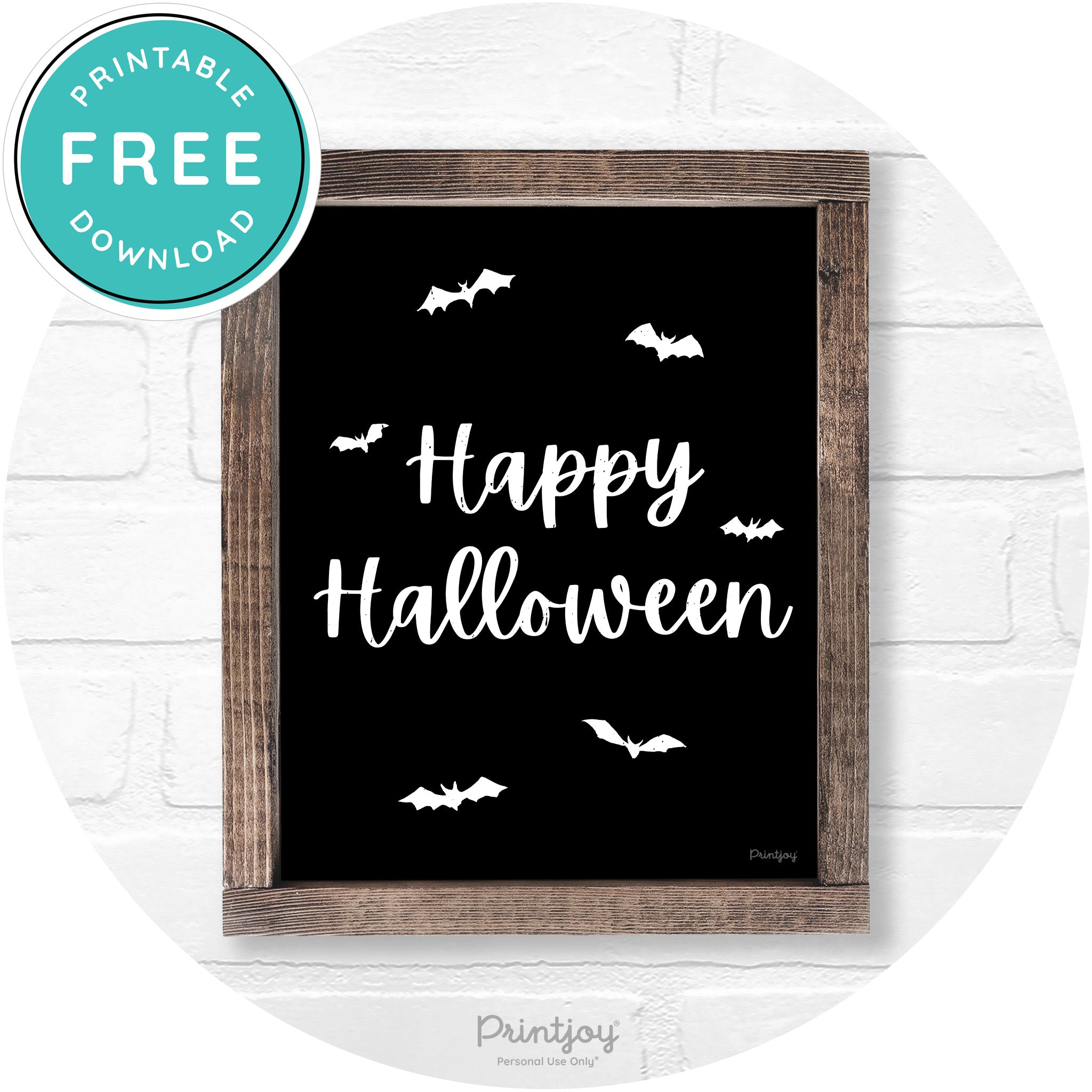 Happy Halloween Bats Rustic Farmhouse Wall Art Free Printable - Printjoy