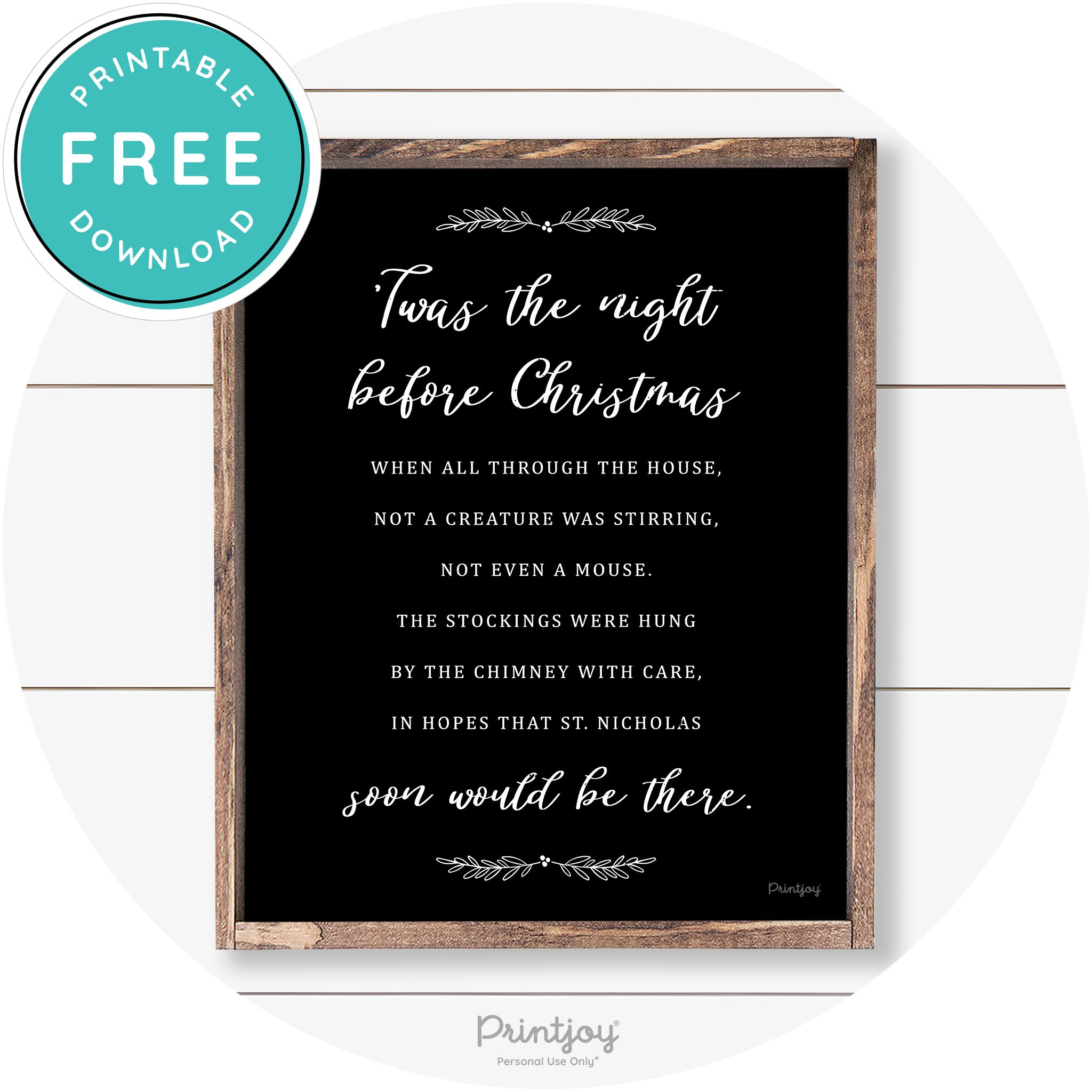 'Twas The Night Before Christmas Farmhouse Wall Art Free Printable