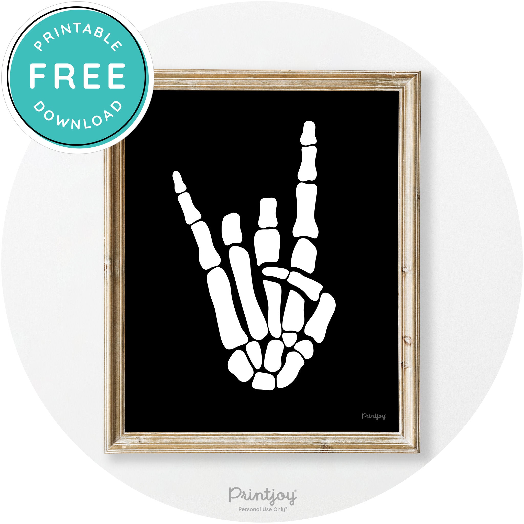 Skeleton Rock On Hand Bones Vintage Halloween Wall Art Free Printable