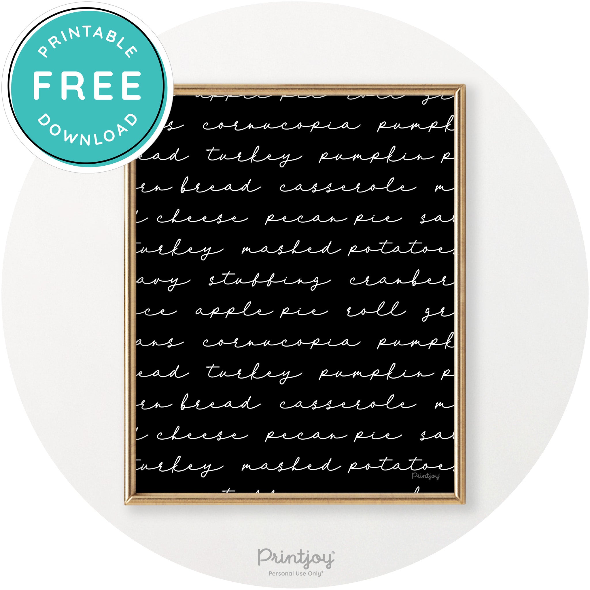 Thanksgiving Dinner Menu Cute Modern Chic Wall Art Free Printable