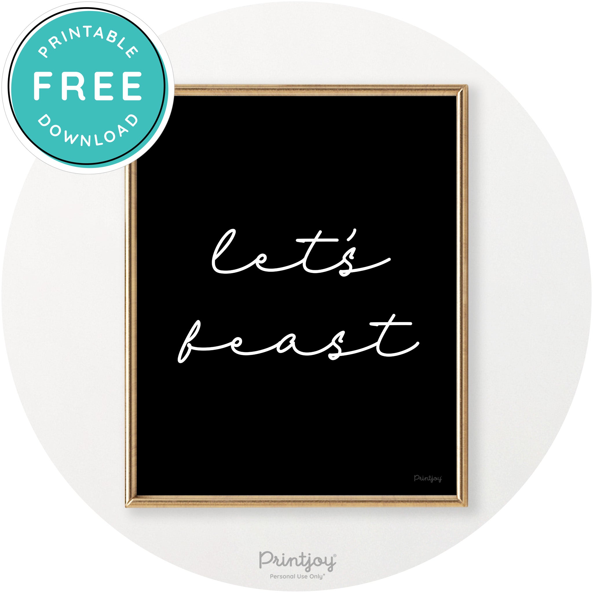 Let's Feast Cute Thanksgiving Modern Chic Wall Art Printable