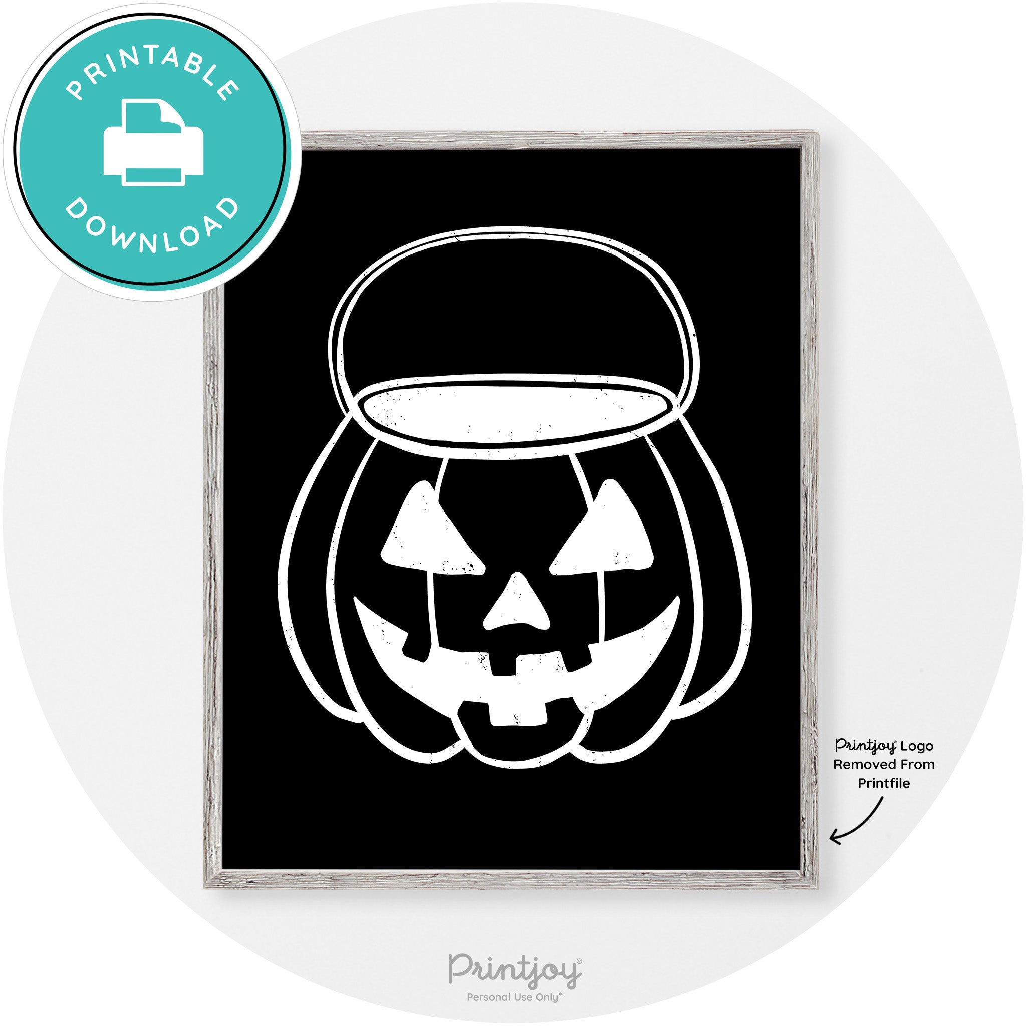 Jack O Lantern Treat Bucket Vintage Halloween Wall Art Free Printable - Printjoy