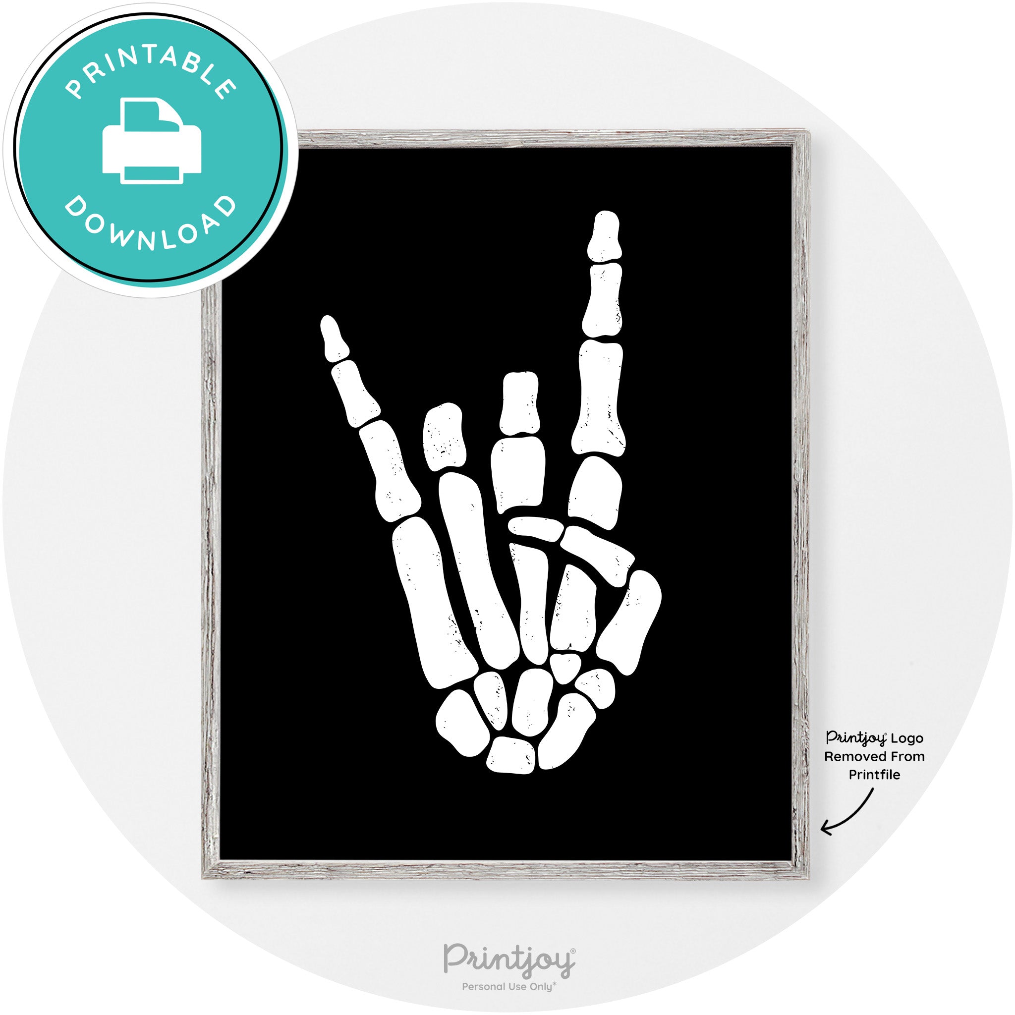 Skeleton Rock On Hand Bones Vintage Halloween Wall Art Free Printable - Printjoy