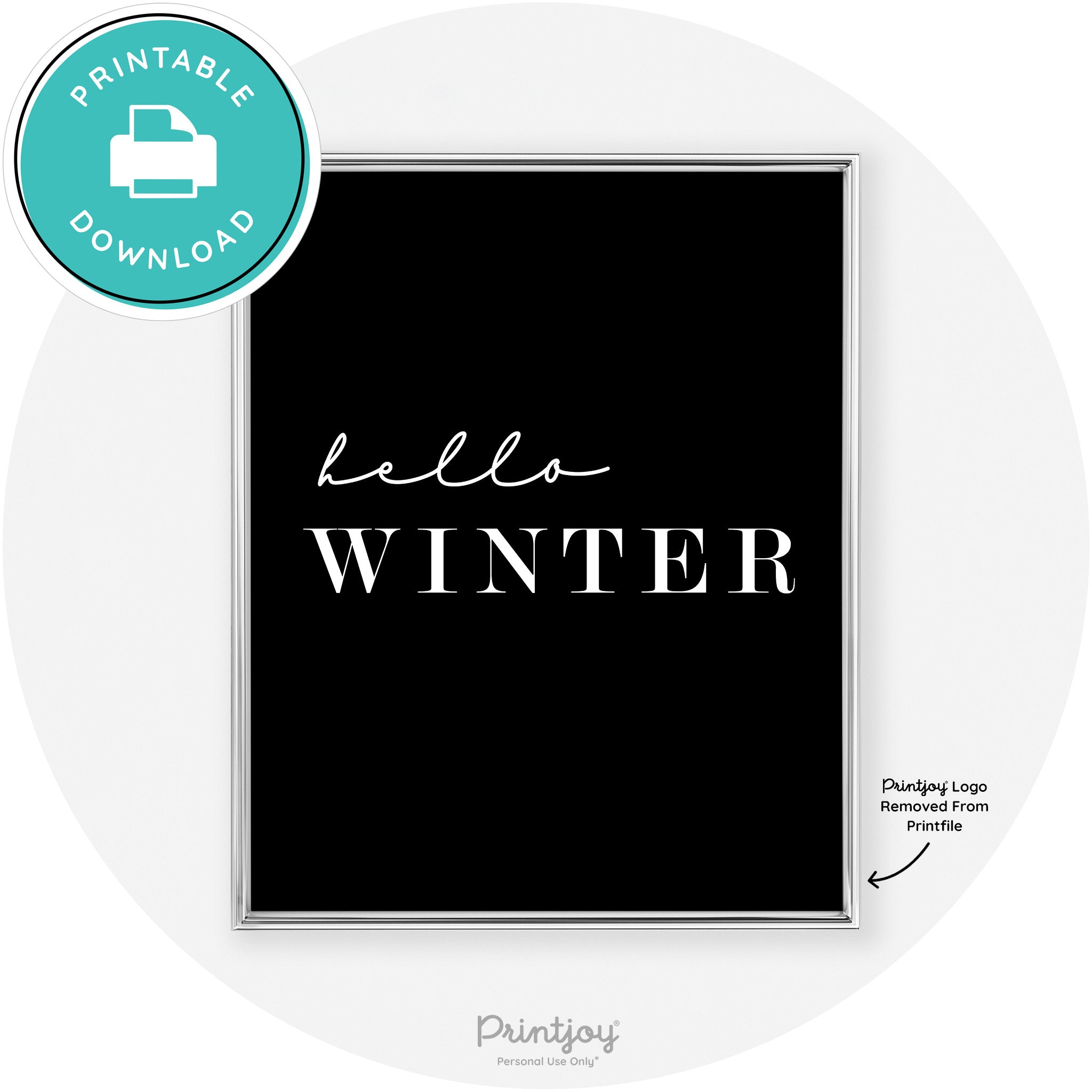 Hello Winter Cute Seasonal Modern Chic Wall Art Decor Free Printable