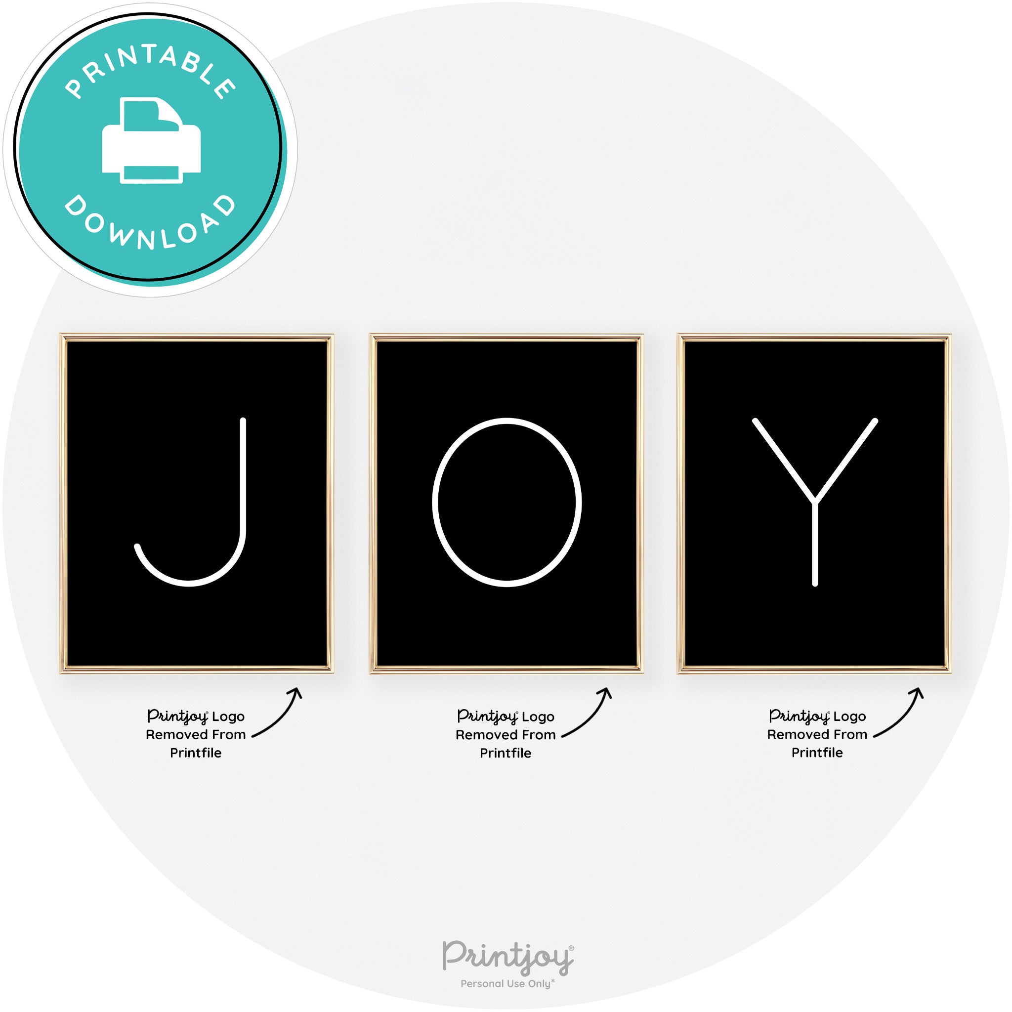Joy Simple Letters Set Of 3 Christmas Modern Chic Wall Art Free Printable
