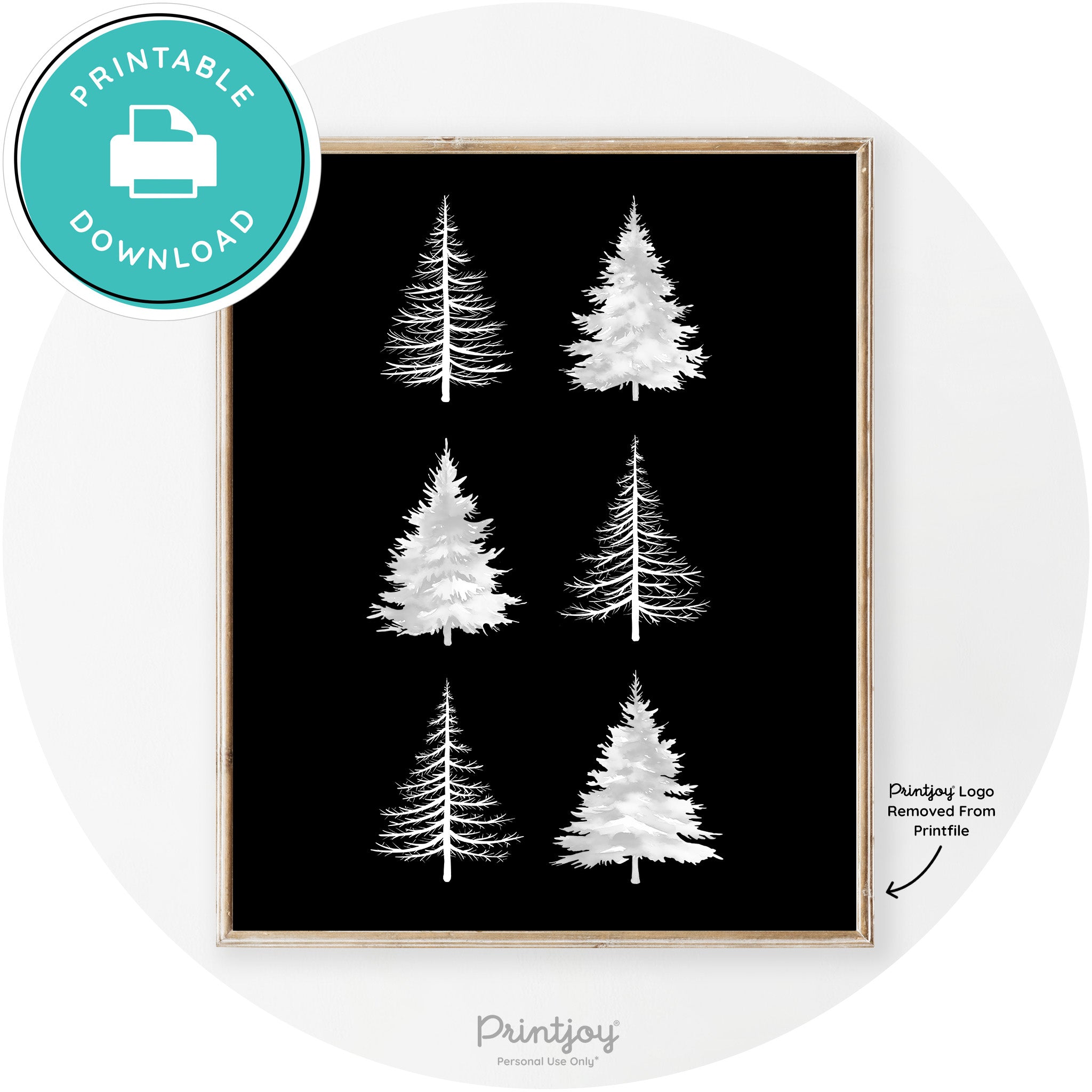 Christmas Trees Silhouette Modern Transitional Wall Art Free Printable - Printjoy