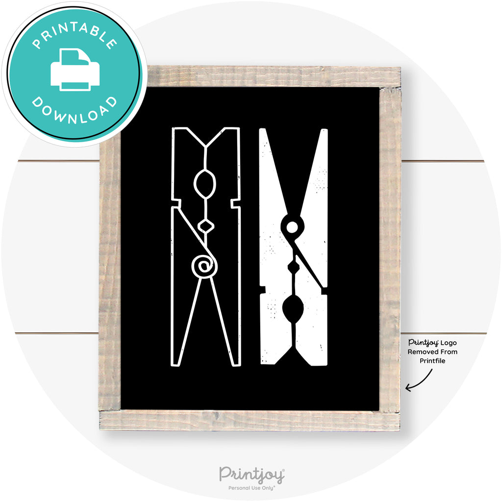 Clothespins Cute Laundry Room Farmhouse Wall Art Free Printable