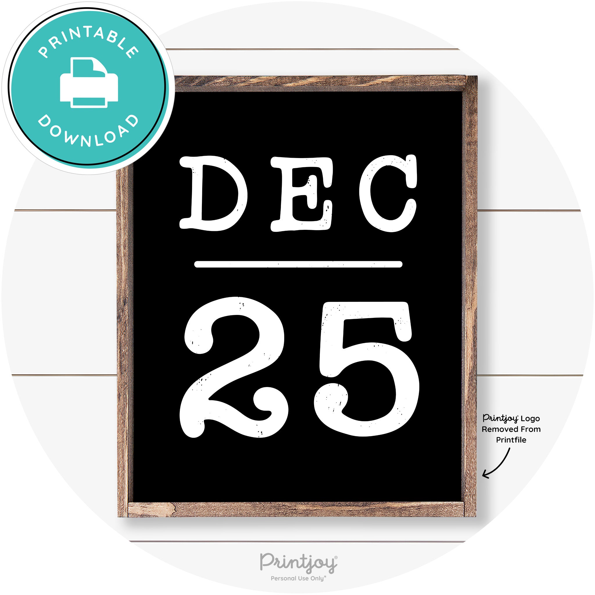 Dec 25 Christmas Rustic Farmhouse Wall Art Decor Free Printable