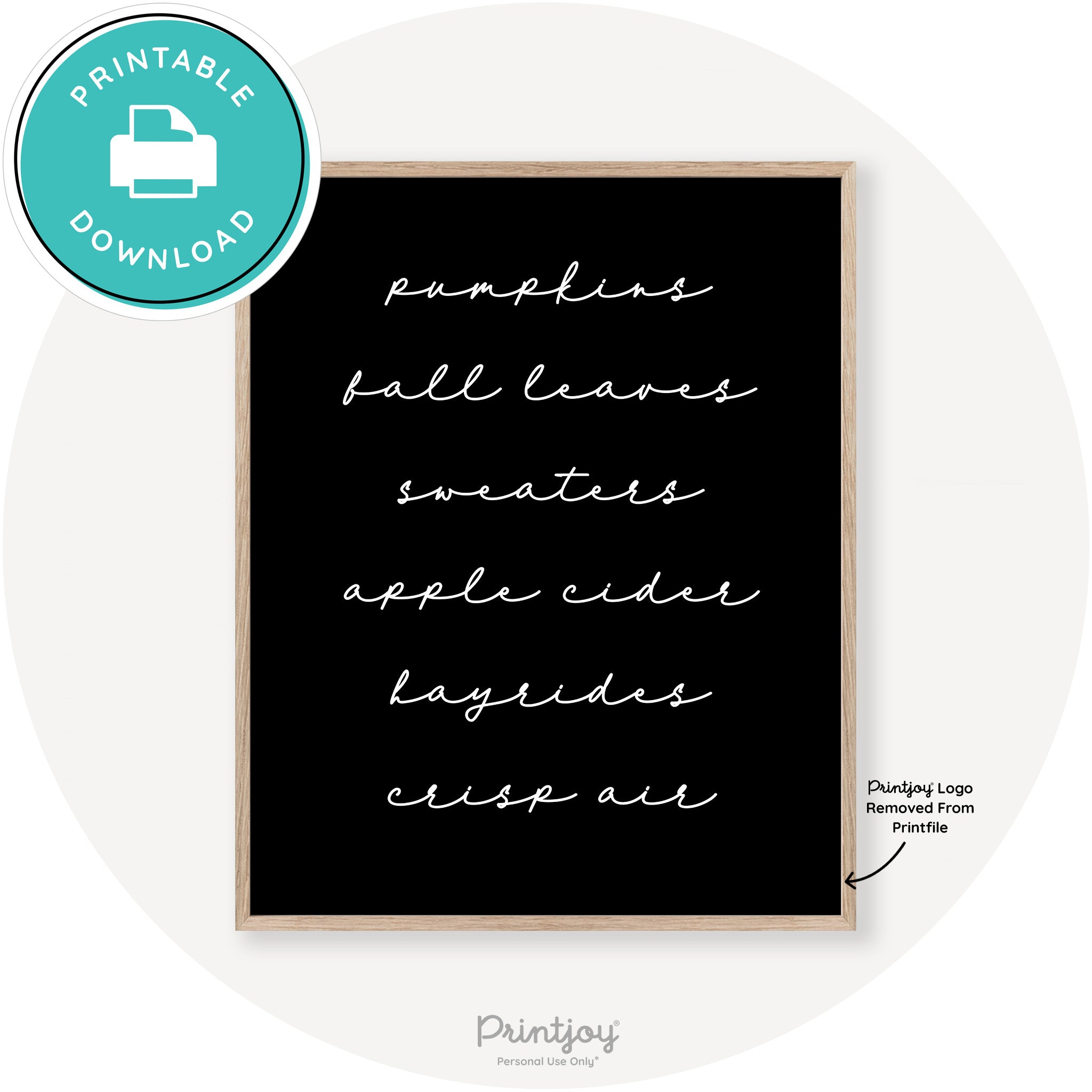 Fall Favorite Things Cute Modern Chic Decor Wall Art Free Printable - Printjoy